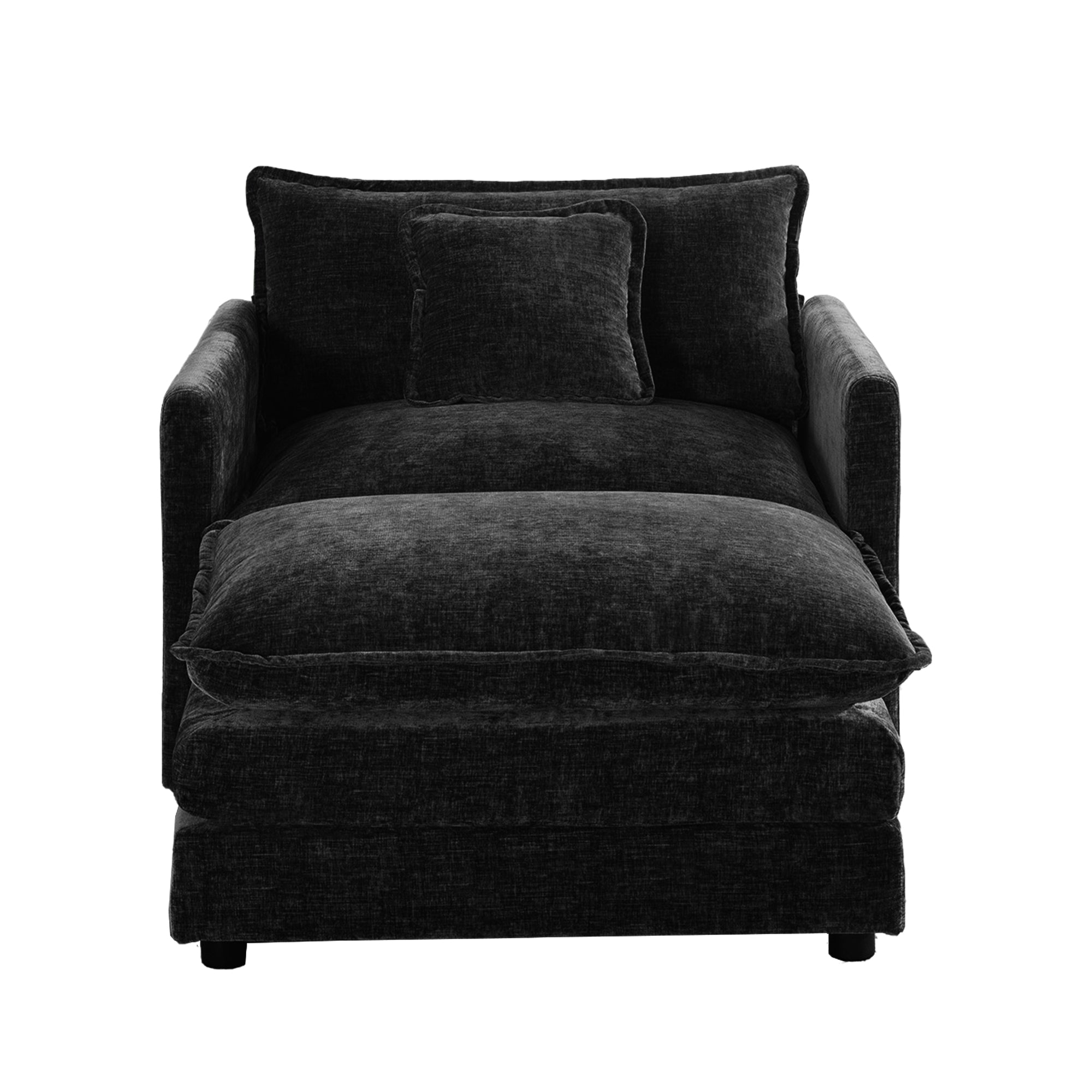 Fremont 41" 2 Piece Chenille Armchair Accent Chair with Ottoman and Toss Pillow