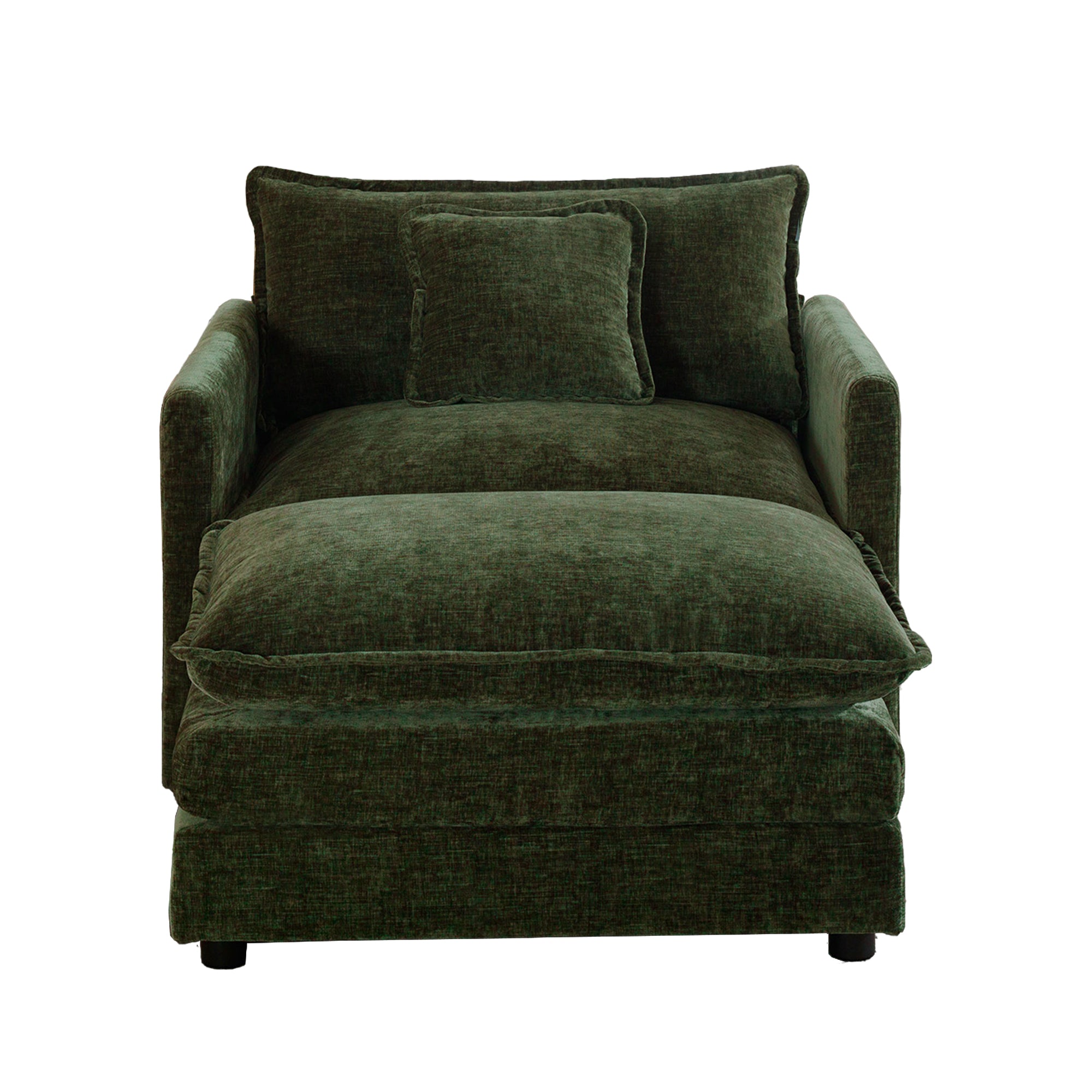 Fremont 41" 2 Piece Chenille Armchair Accent Chair with Ottoman and Toss Pillow