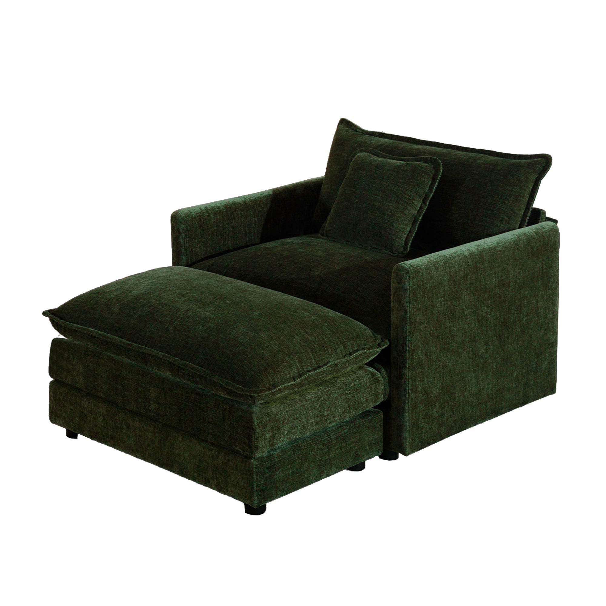 Fremont 41" 2 Piece Chenille Armchair Accent Chair with Ottoman and Toss Pillow