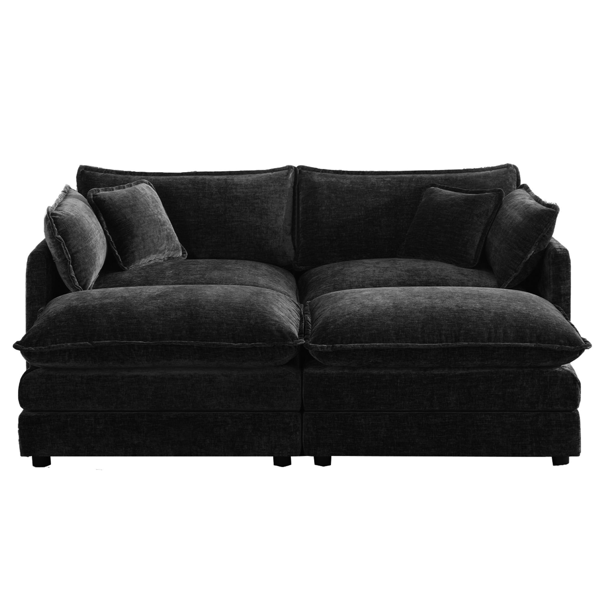 Fremont 77" 4-Piece Modular Chenille Upholstered Sectional Sofa with Ottomans