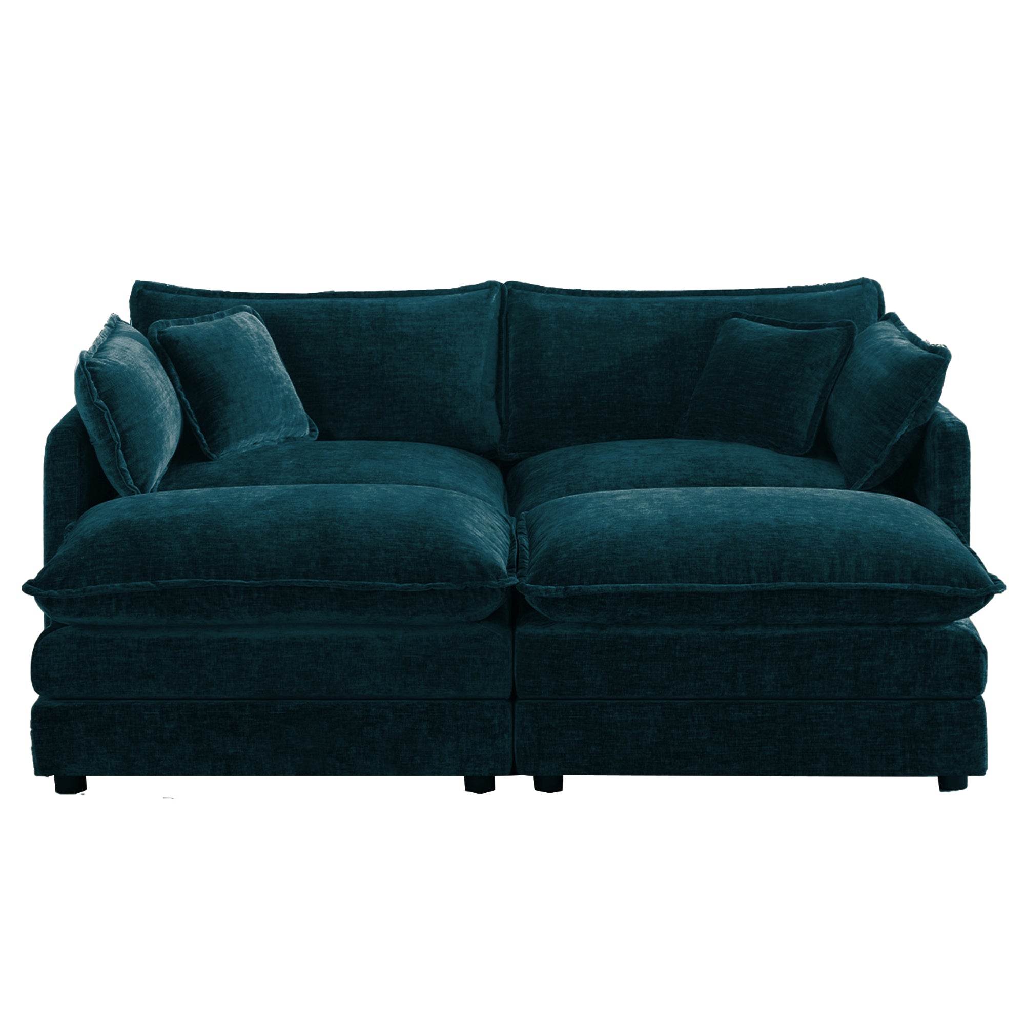 Fremont 77" 4-Piece Modular Chenille Upholstered Sectional Sofa with Ottomans