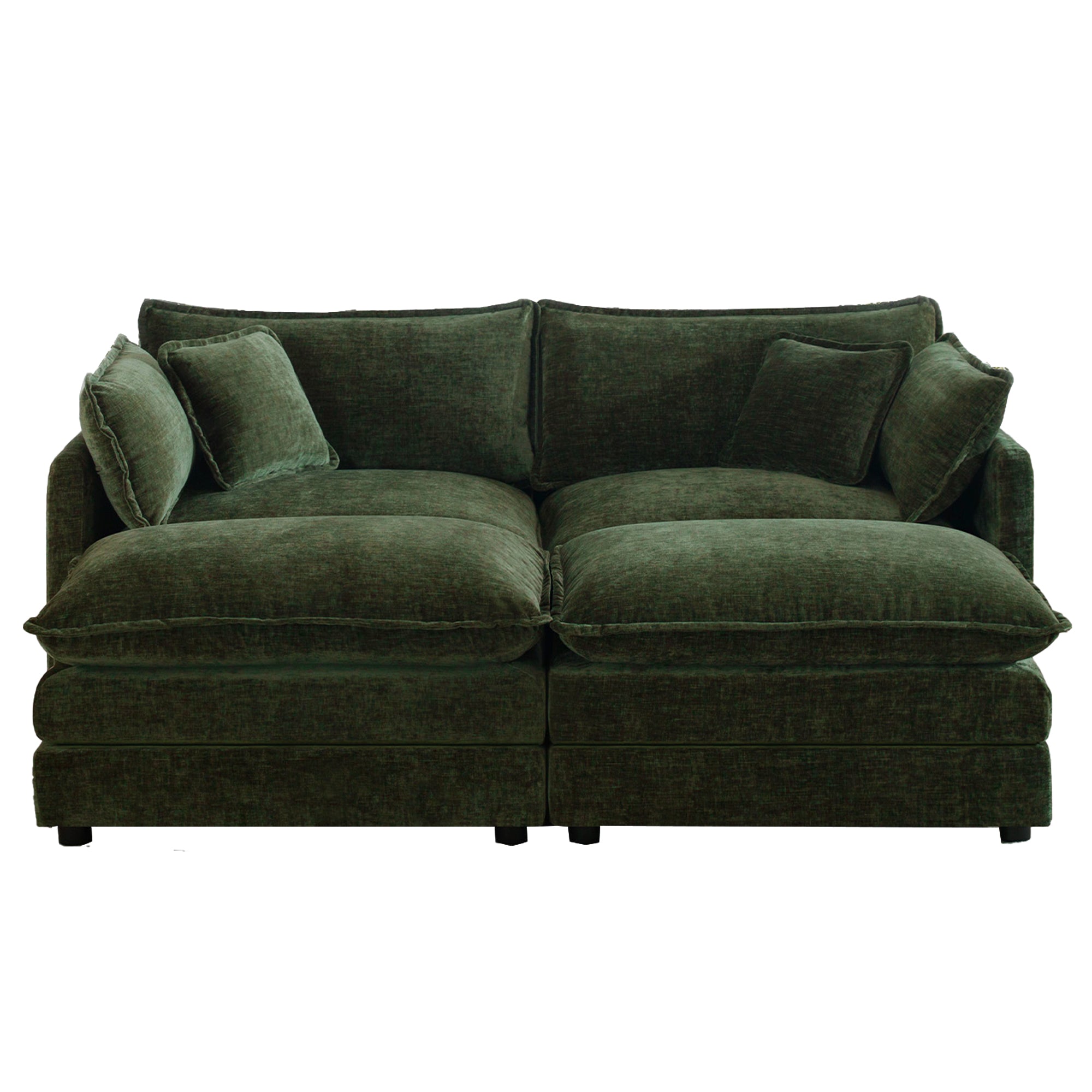 Fremont 77" 4-Piece Modular Chenille Upholstered Sectional Sofa with Ottomans