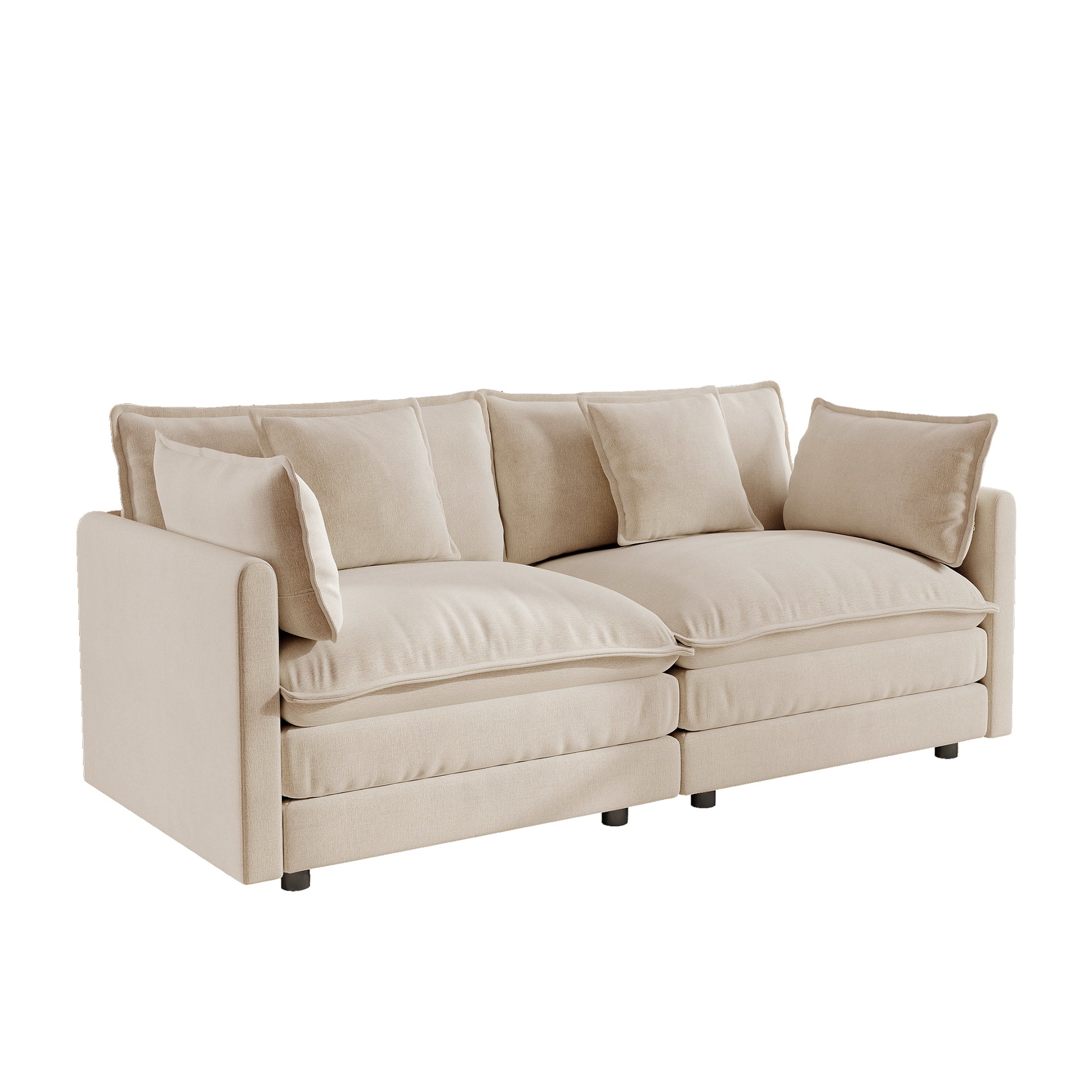 Fremont 77” Chenille Upholstered 2-Seater Loveseat Sofa Couch with 4 Pillows