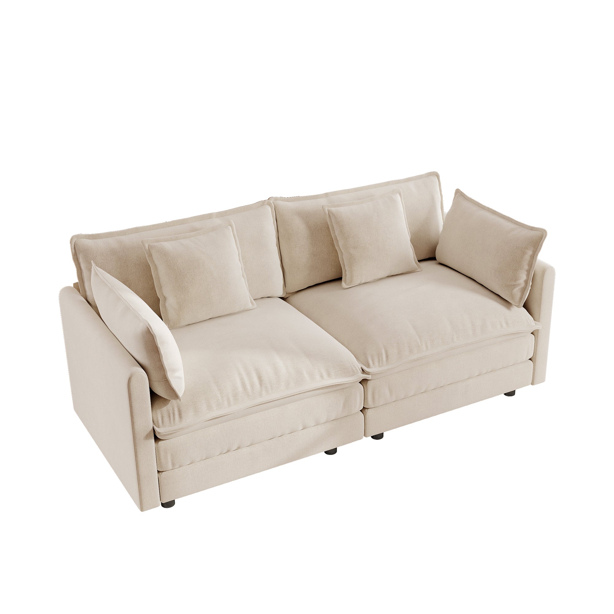 Fremont 77” Chenille Upholstered 2-Seater Loveseat Sofa Couch with 4 Pillows