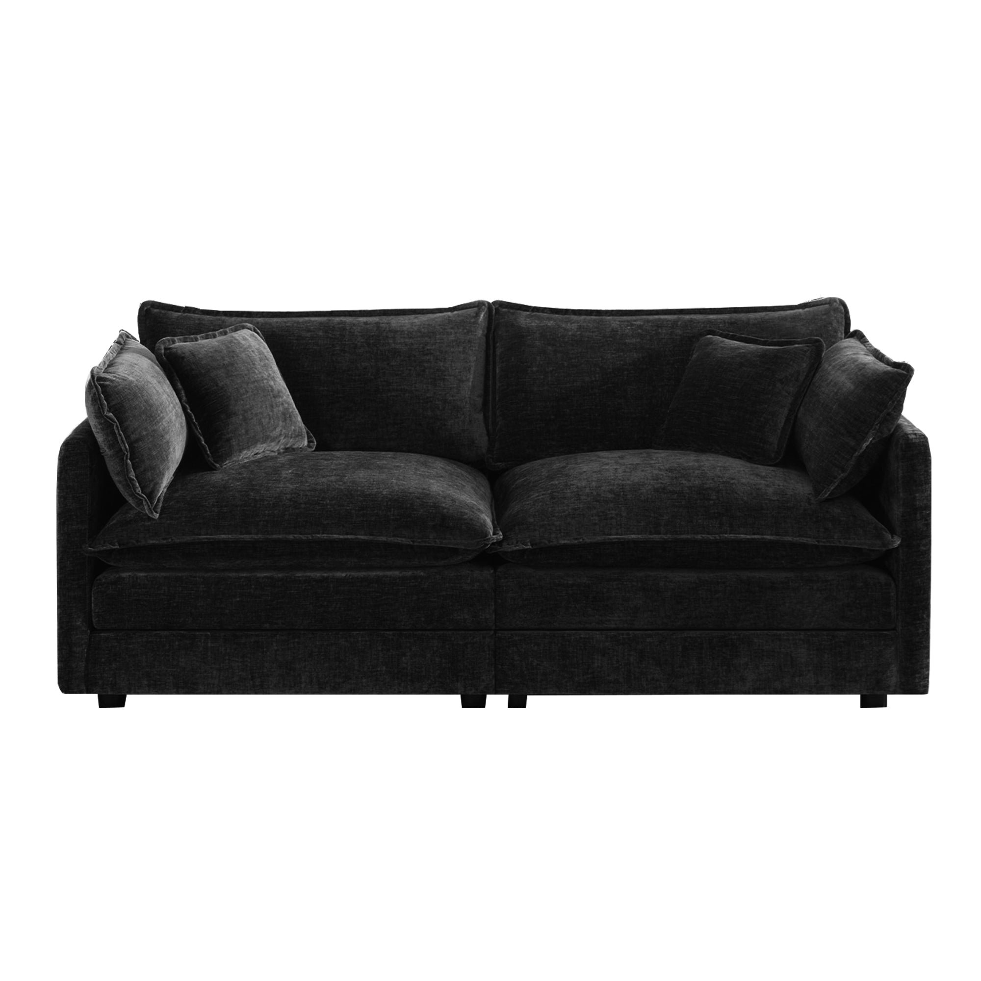 Fremont 77” Chenille Upholstered 2-Seater Loveseat Sofa Couch with 4 Pillows
