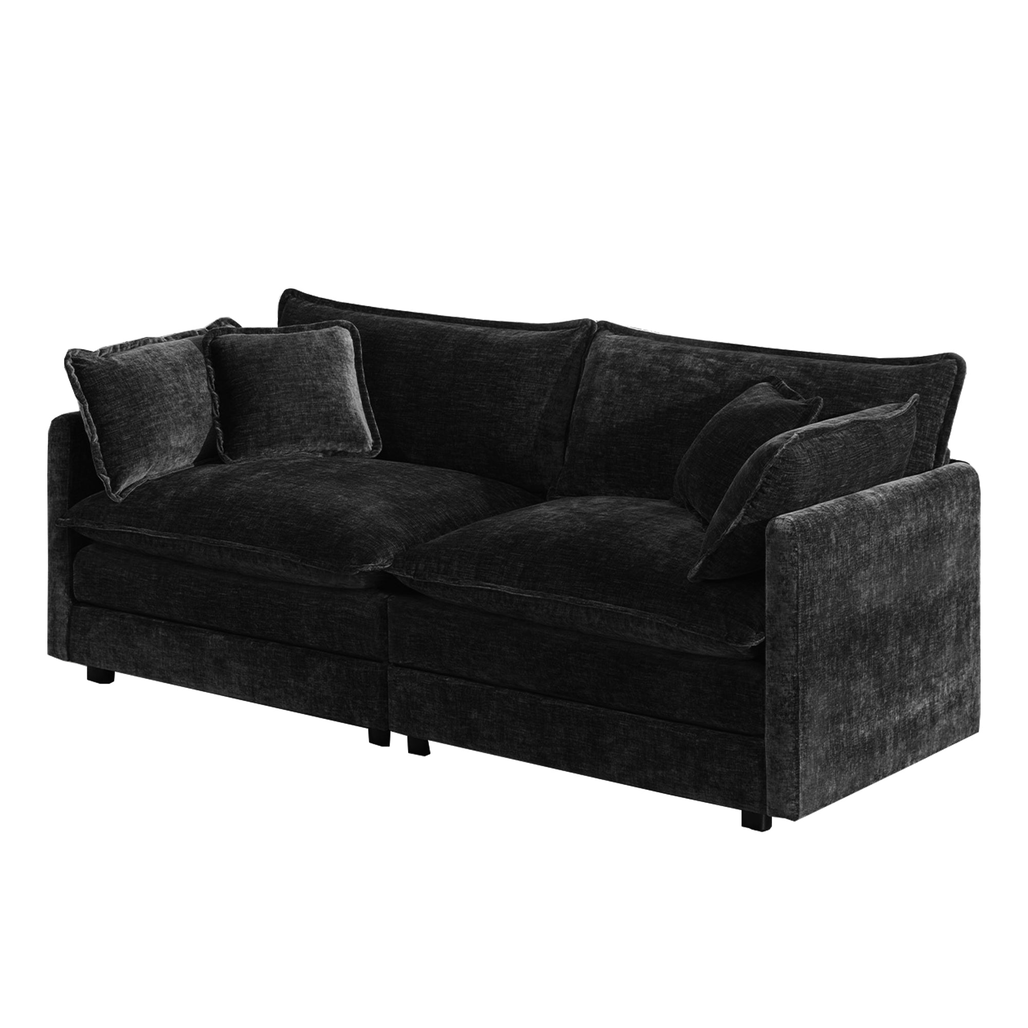 Fremont 77” Chenille Upholstered 2-Seater Loveseat Sofa Couch with 4 Pillows