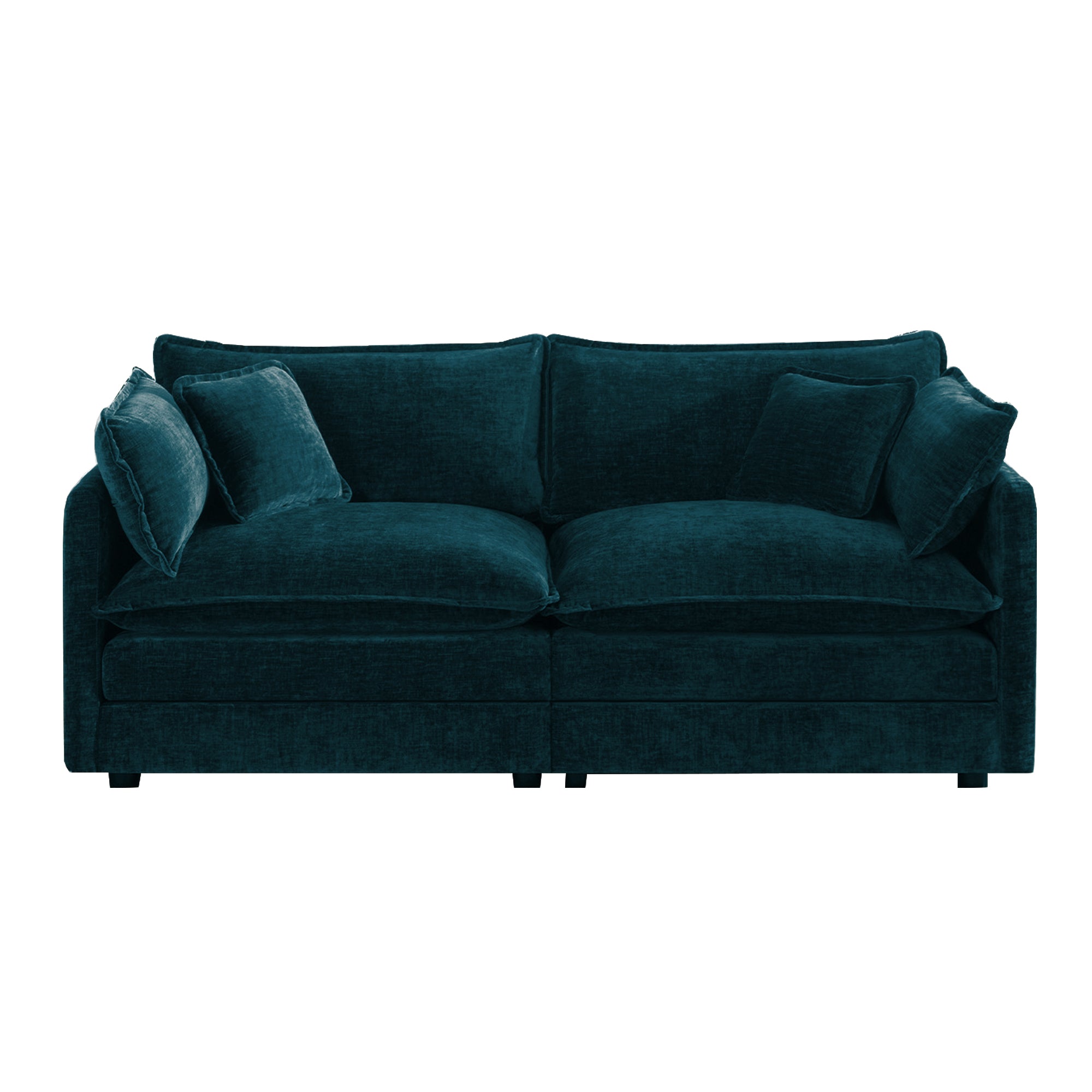 Fremont 77” Chenille Upholstered 2-Seater Loveseat Sofa Couch with 4 Pillows