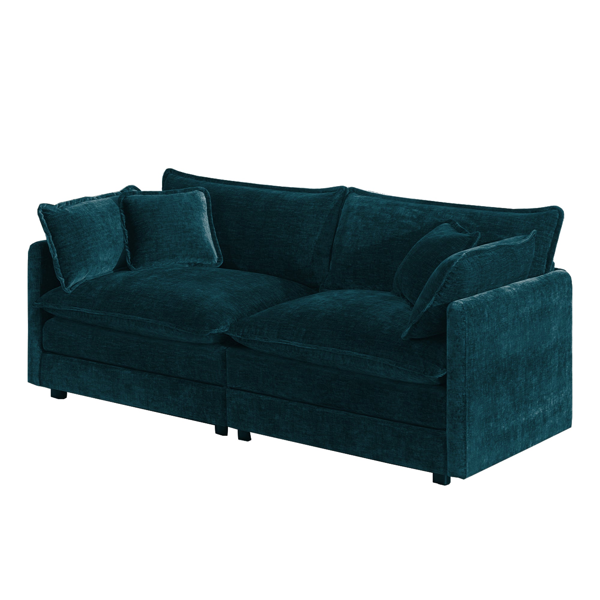 Fremont 77” Chenille Upholstered 2-Seater Loveseat Sofa Couch with 4 Pillows