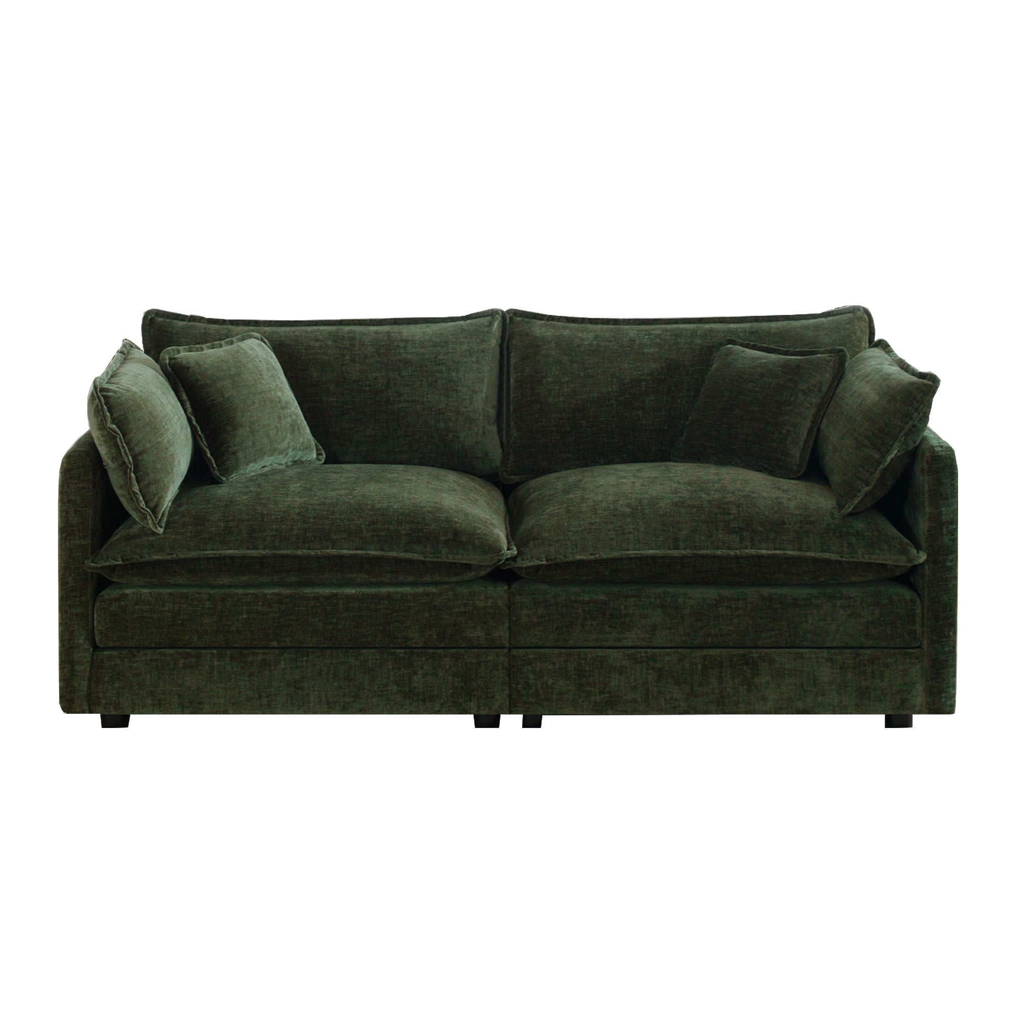 Fremont 77” Chenille Upholstered 2-Seater Loveseat Sofa Couch with 4 Pillows