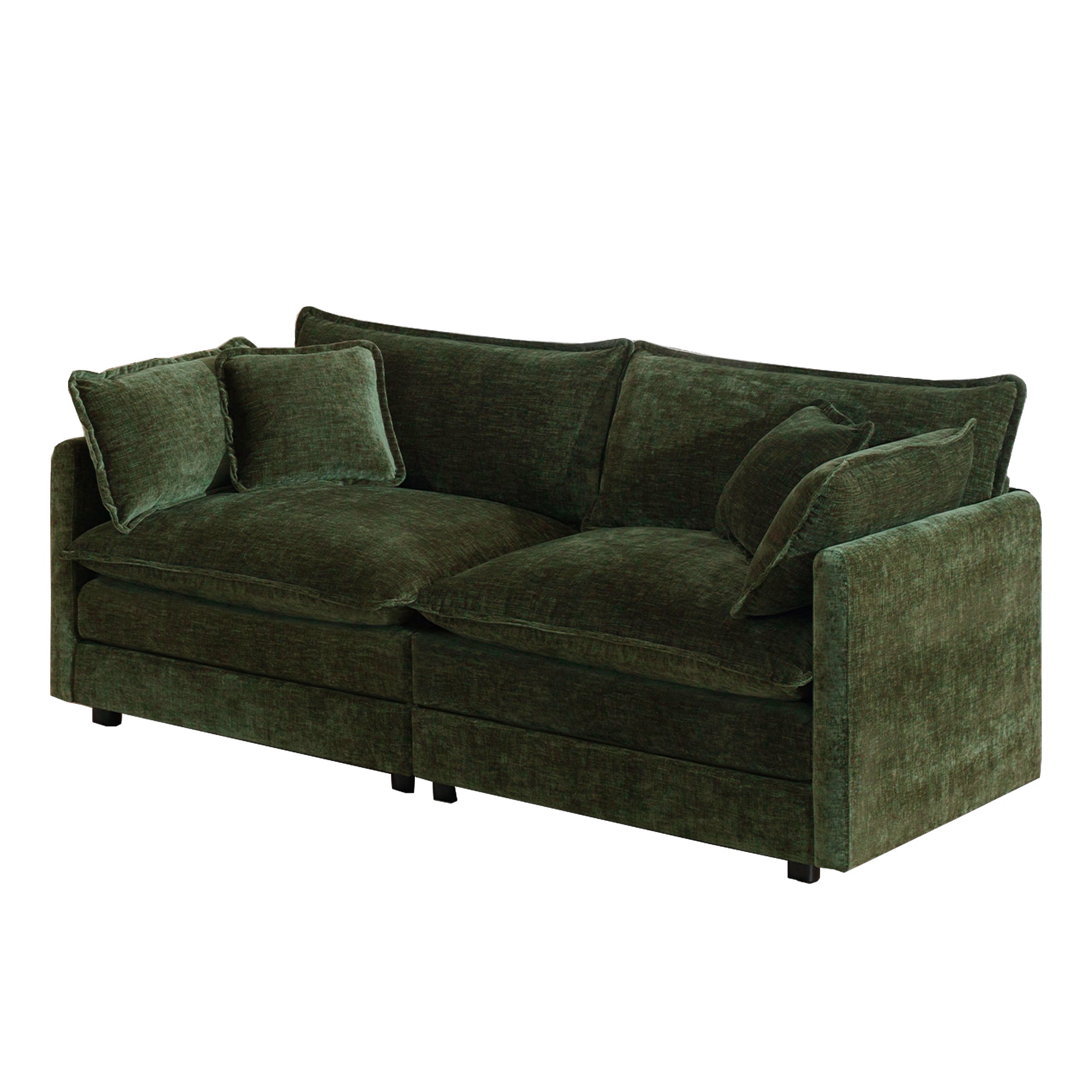 Fremont 77” Chenille Upholstered 2-Seater Loveseat Sofa Couch with 4 Pillows
