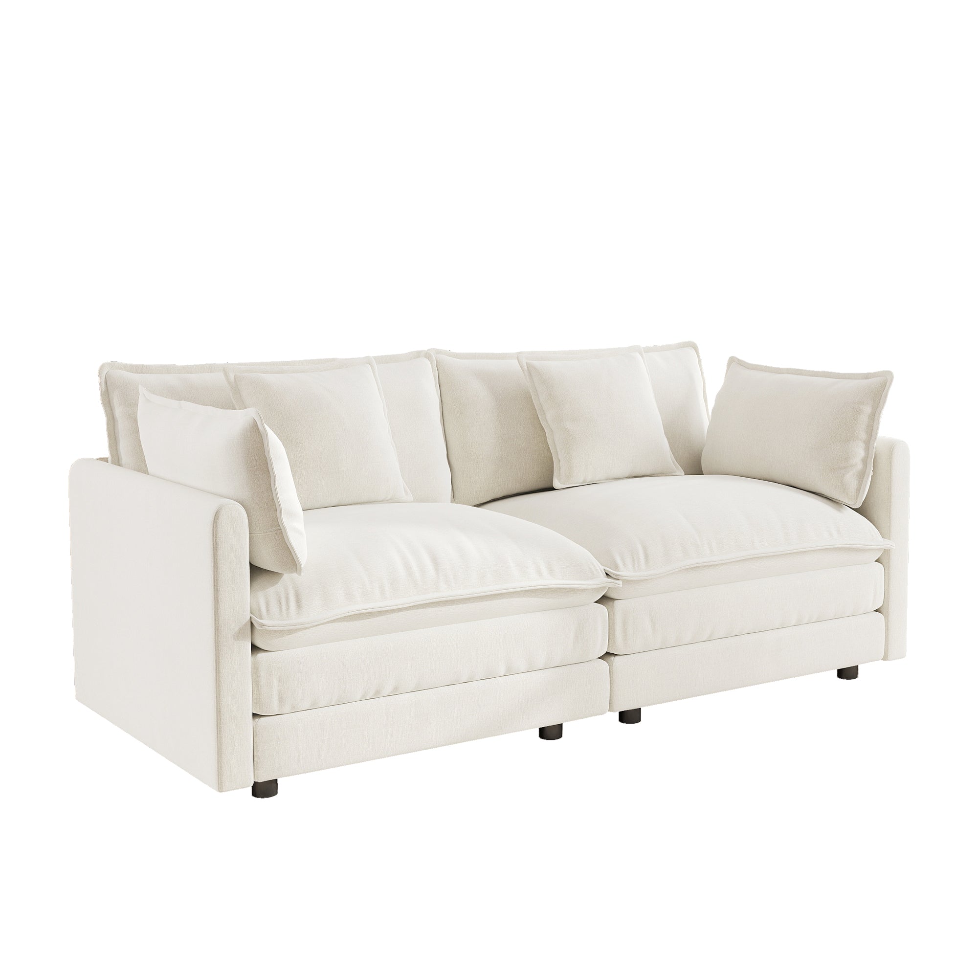 Fremont 77” Chenille Upholstered 2-Seater Loveseat Sofa Couch with 4 Pillows