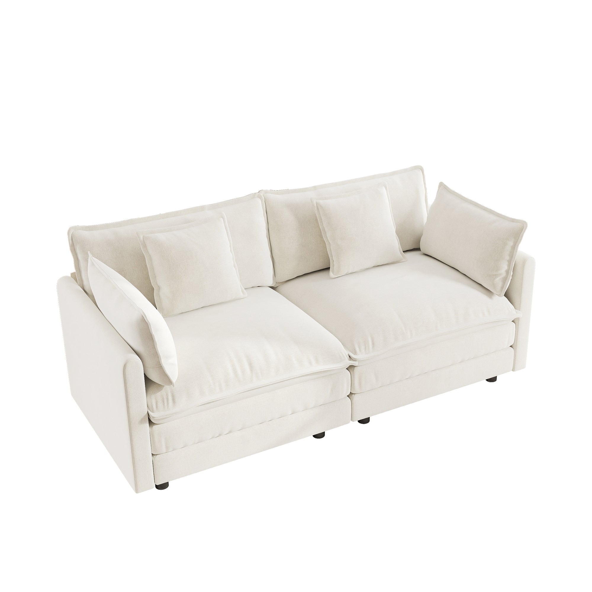 Fremont 77” Chenille Upholstered 2-Seater Loveseat Sofa Couch with 4 Pillows
