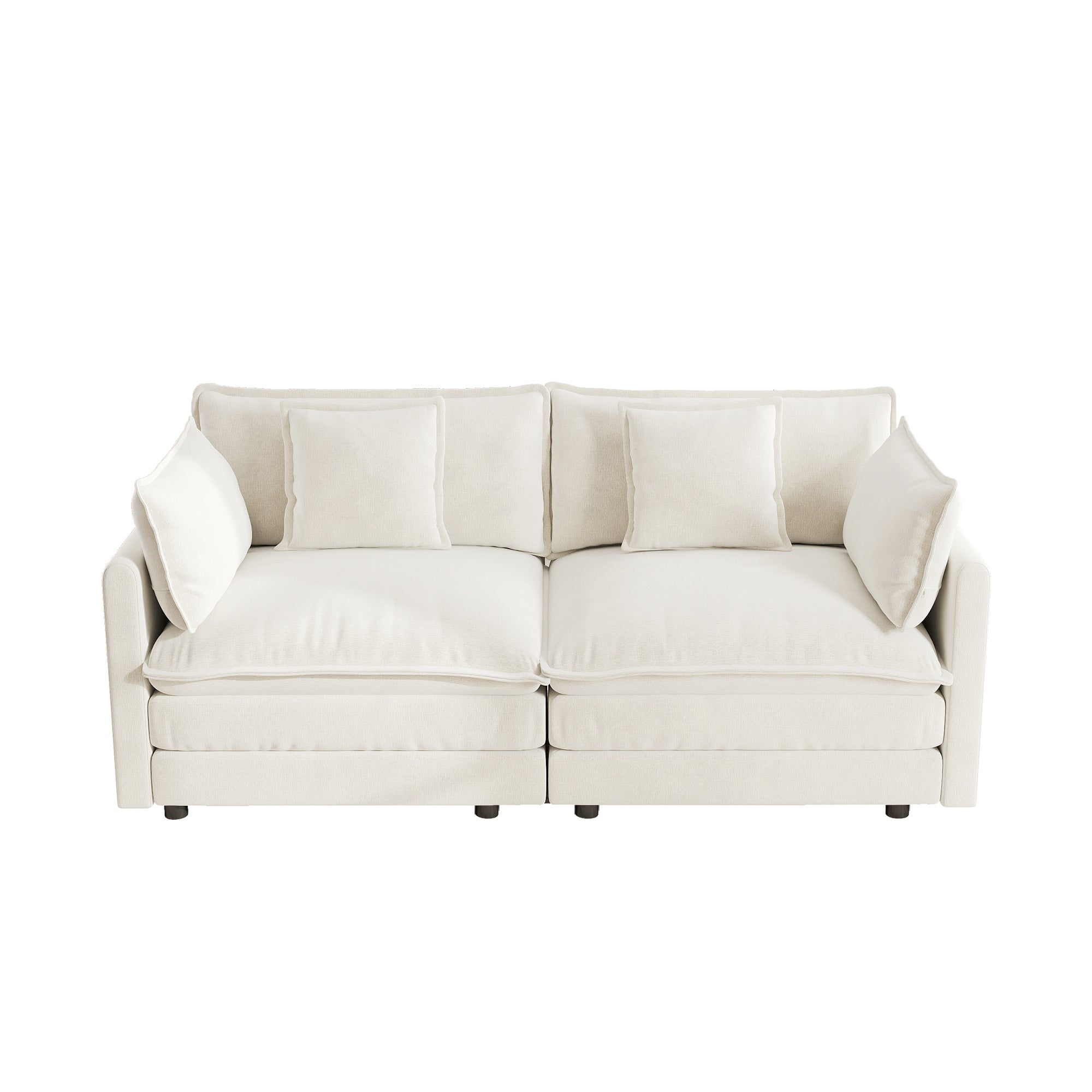 Fremont 77” Chenille Upholstered 2-Seater Loveseat Sofa Couch with 4 Pillows