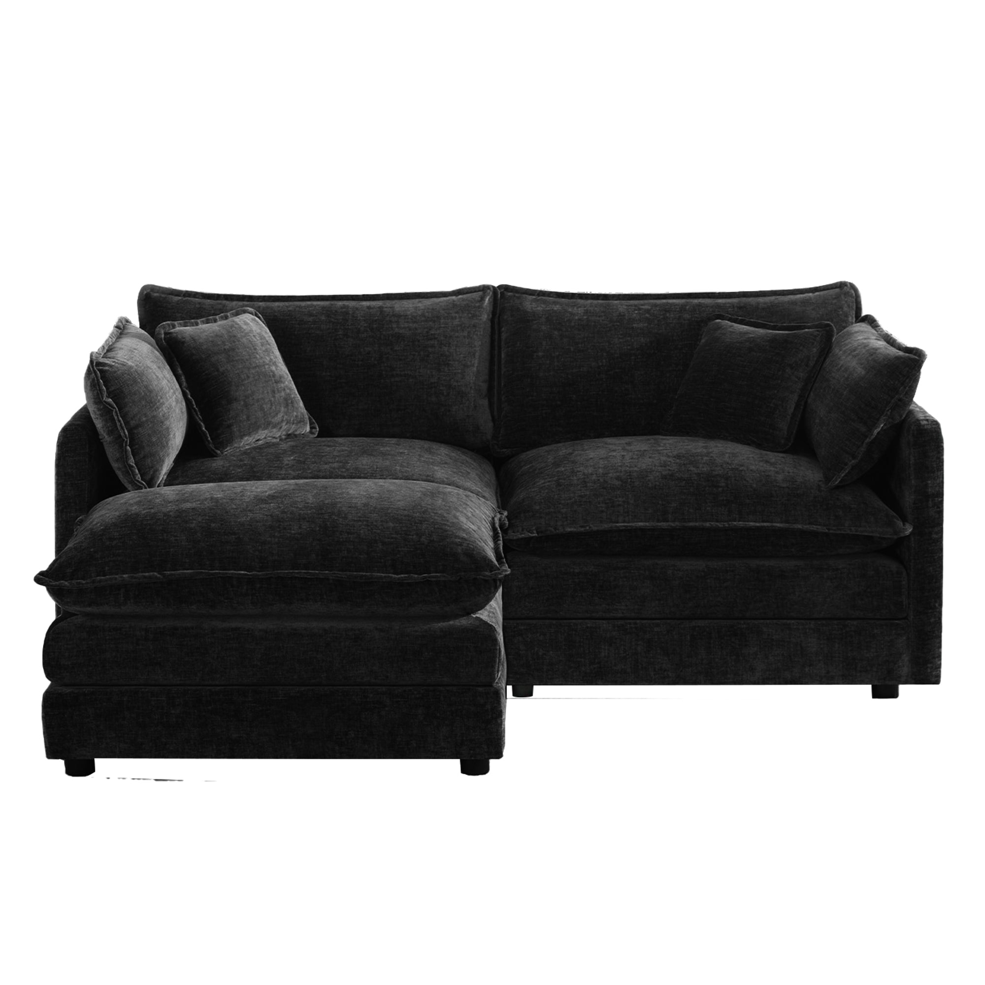 Fremont 77" Chenille Upholstered Modular Loveseat Sofa with Ottoman