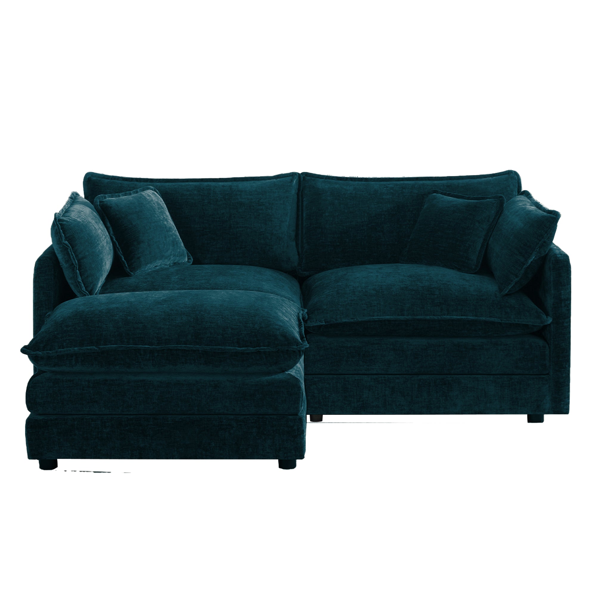 Fremont 77" Chenille Upholstered Modular Loveseat Sofa with Ottoman