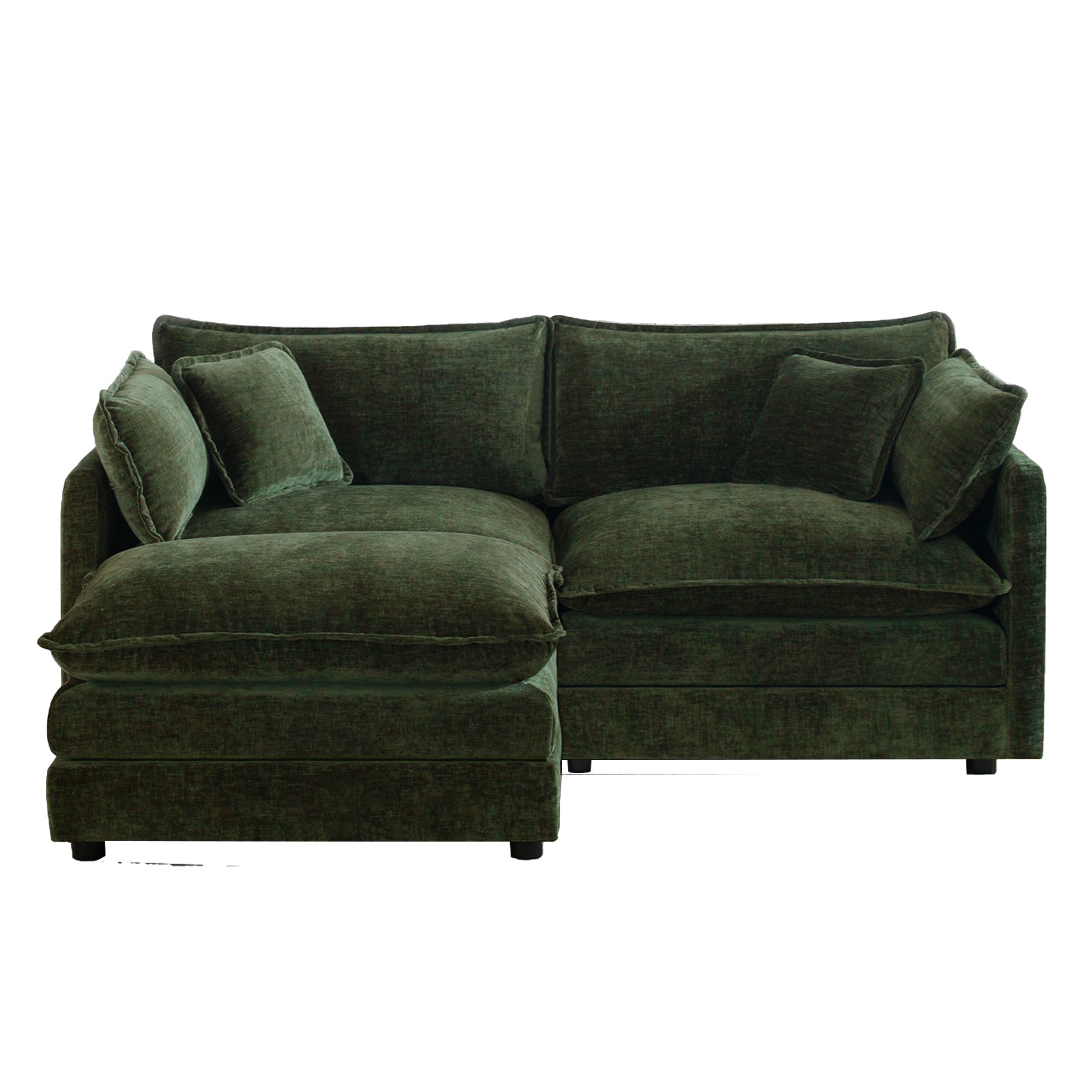 Fremont 77" Chenille Upholstered Modular Loveseat Sofa with Ottoman