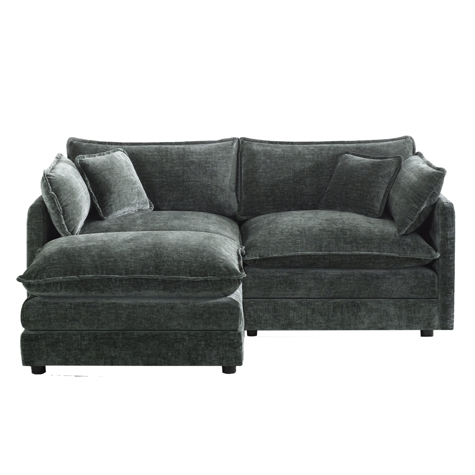Fremont 77" Chenille Upholstered Modular Loveseat Sofa with Ottoman