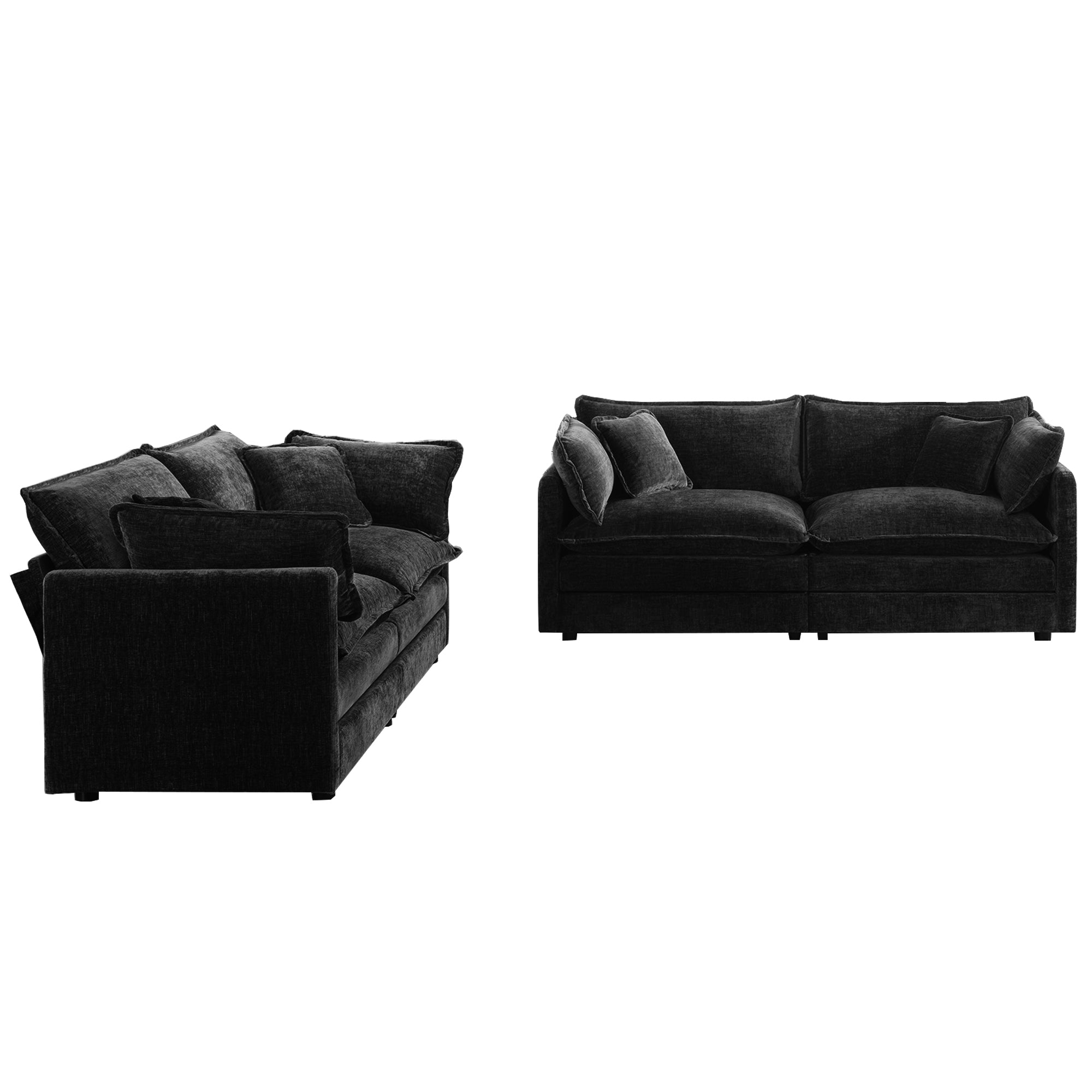 Fremont 2-Piece Chenille Upholstered Loveseat Sofa Set
