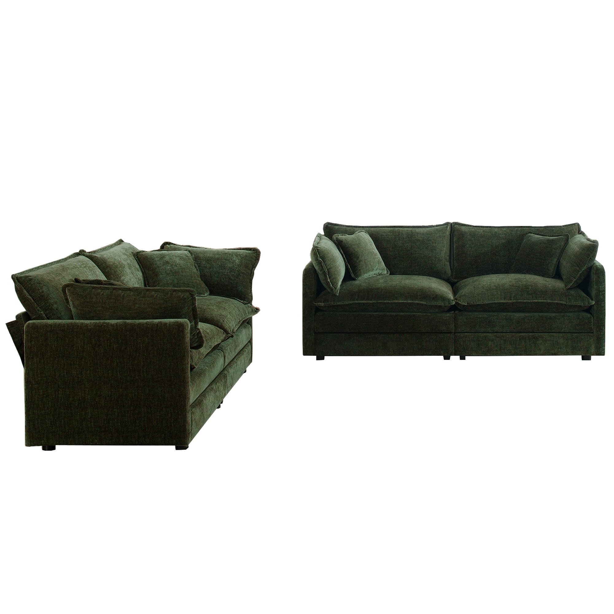 Fremont 2-Piece Chenille Upholstered Loveseat Sofa Set