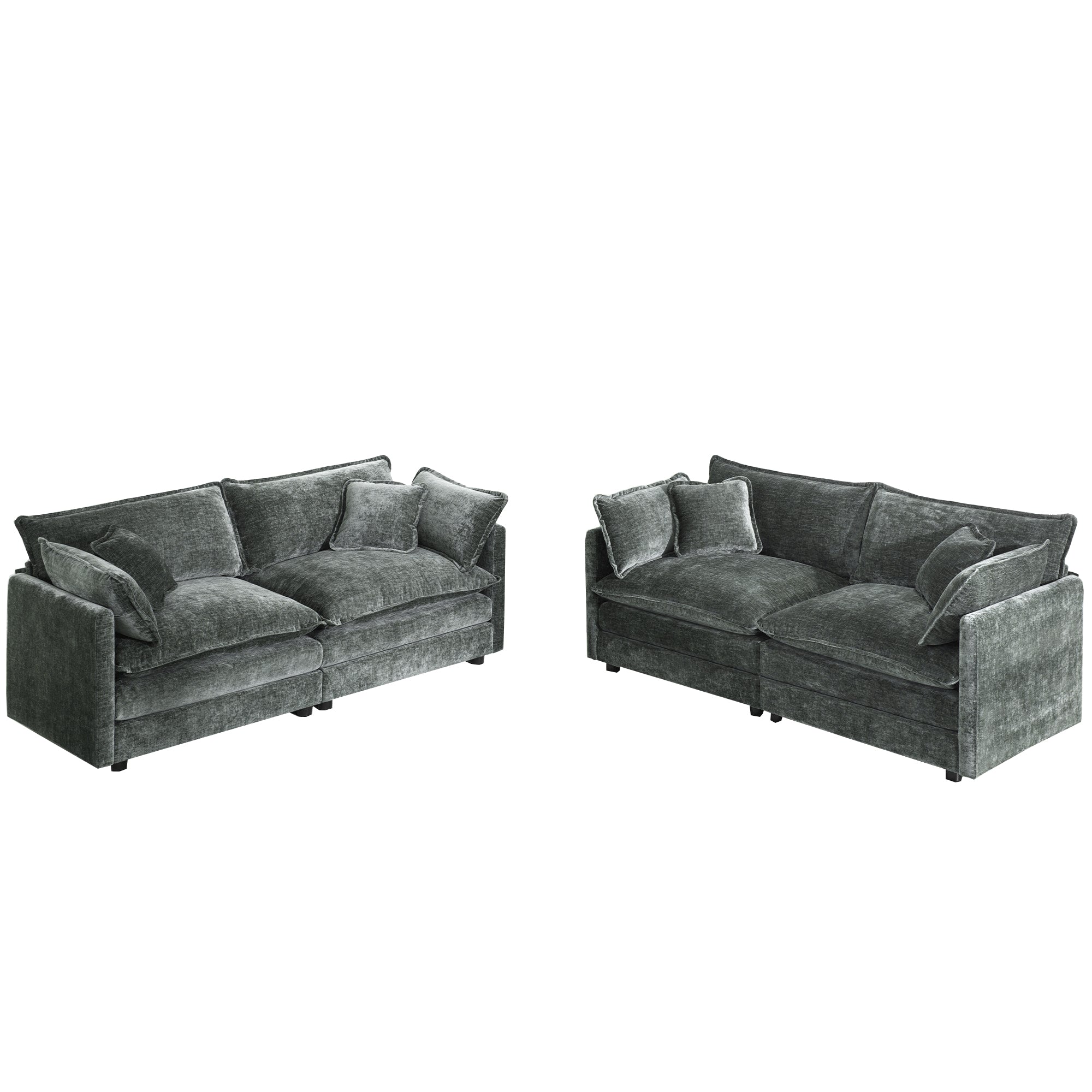 Fremont 2-Piece Chenille Upholstered Loveseat Sofa Set