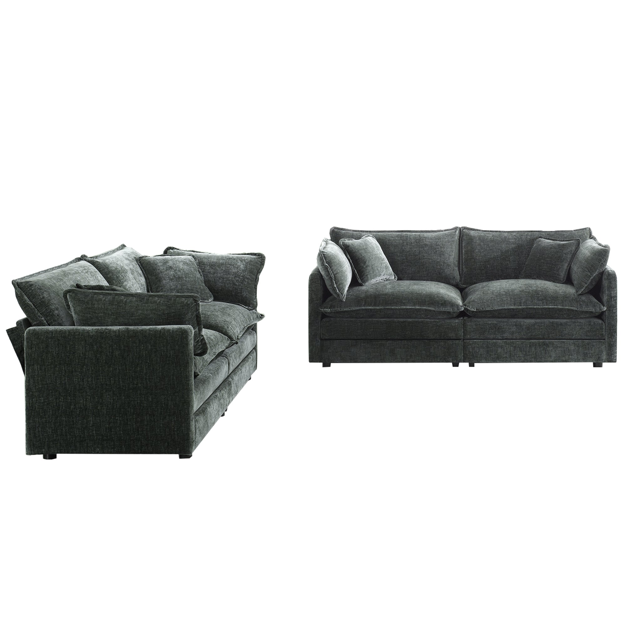 Fremont 2-Piece Chenille Upholstered Loveseat Sofa Set