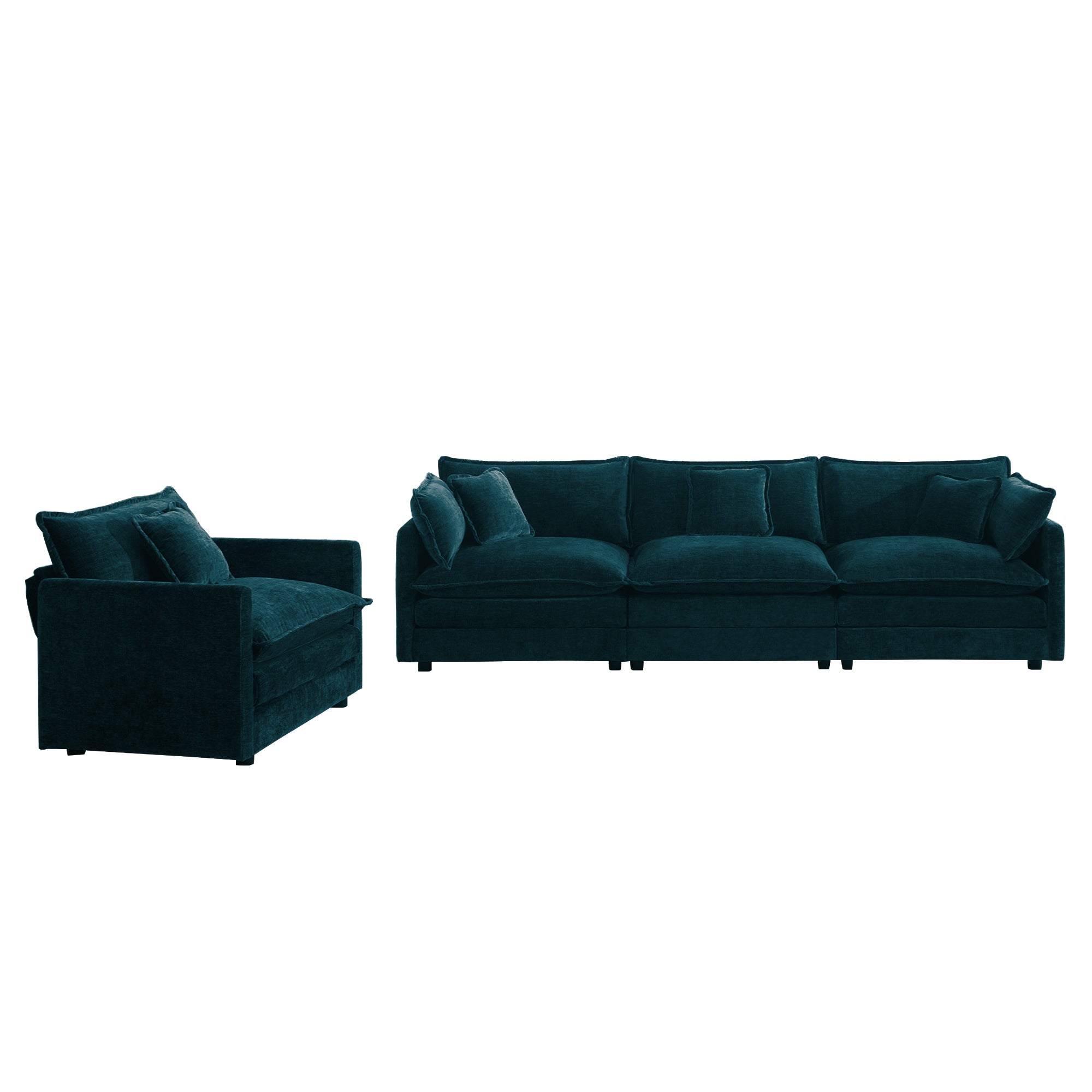 Fremont 3-Piece Modular Chenille Upholstered Sofa Set with Armchair and 3-Seater Sofa