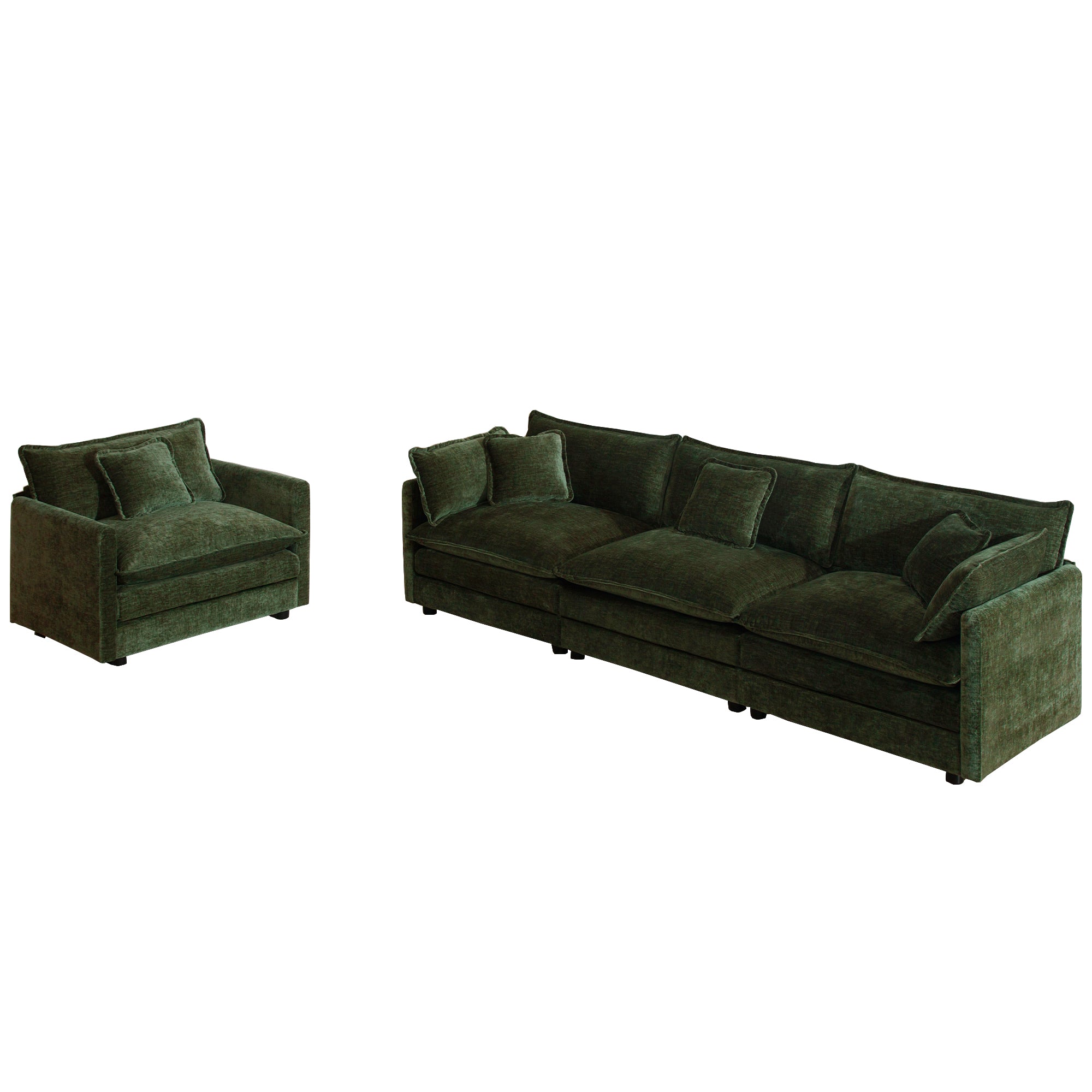 Fremont 3-Piece Modular Chenille Upholstered Sofa Set with Armchair and 3-Seater Sofa