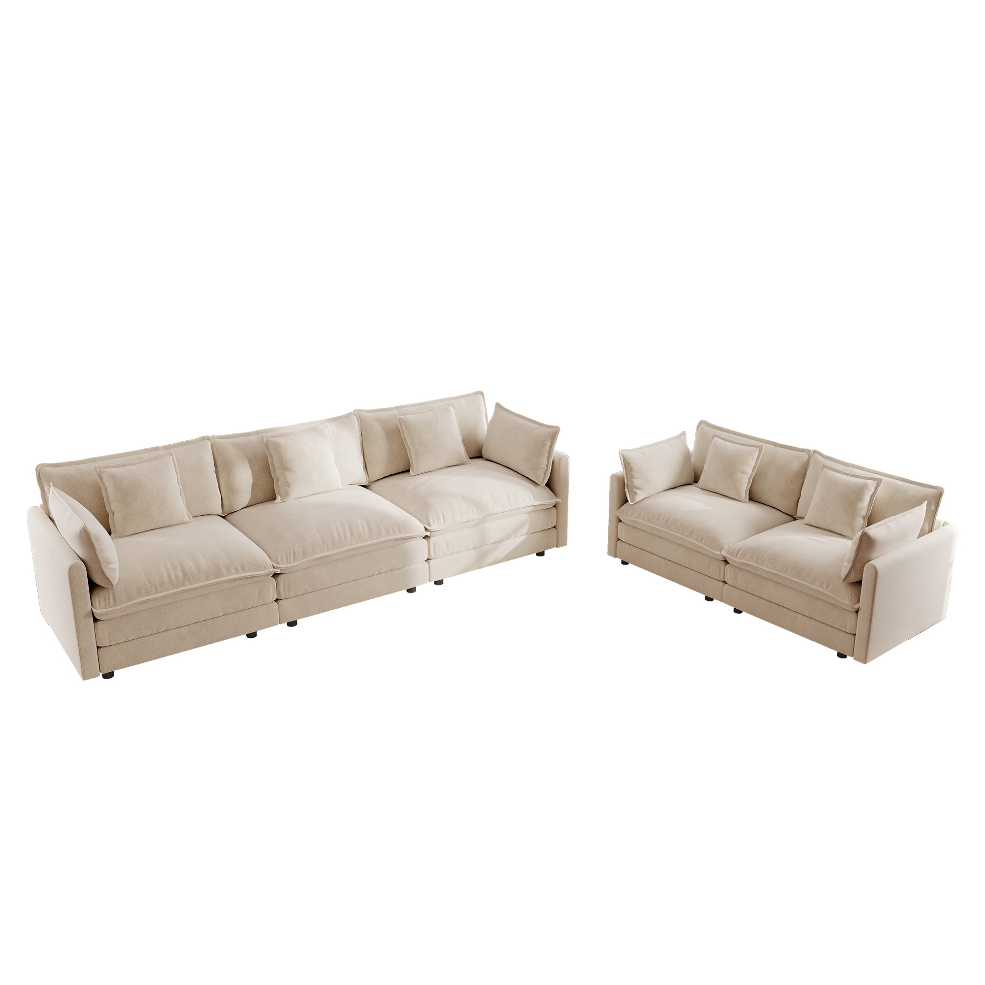Fremont 2-Piece Modular Chenille Upholstered Sofa Set with Loveseat and 3-Seater Sofa