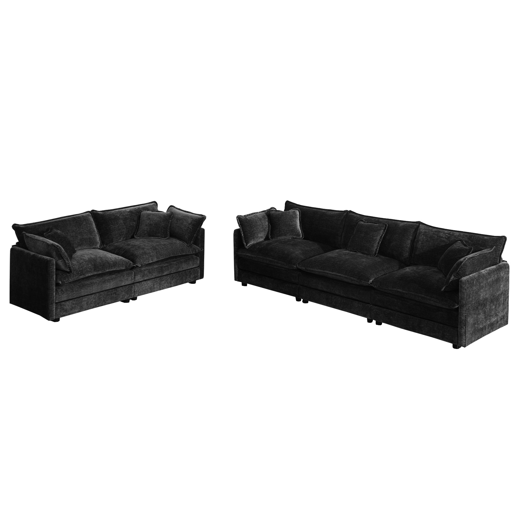 Fremont 2-Piece Modular Chenille Upholstered Sofa Set with Loveseat and 3-Seater Sofa