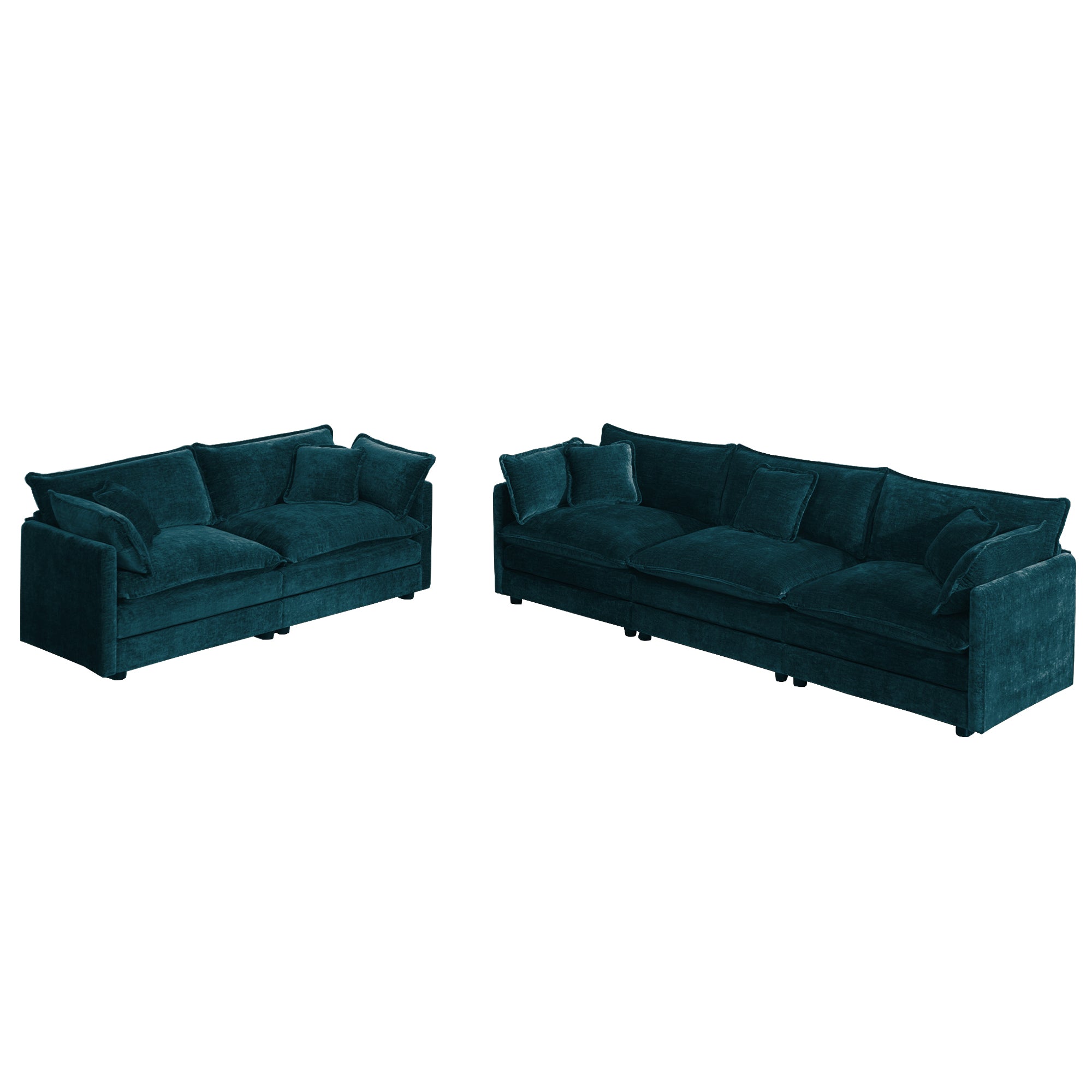 Fremont 2-Piece Modular Chenille Upholstered Sofa Set with Loveseat and 3-Seater Sofa