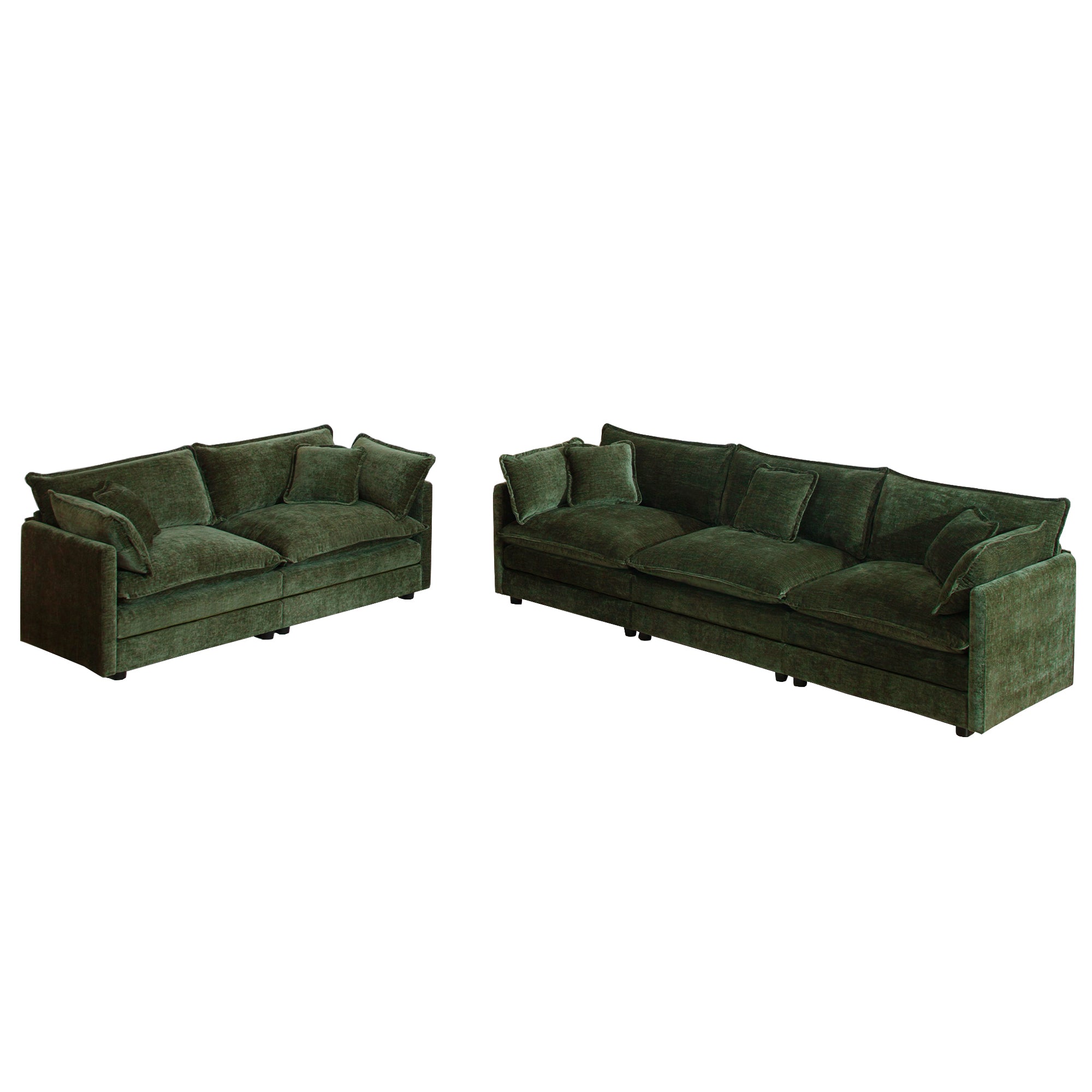 Fremont 2-Piece Modular Chenille Upholstered Sofa Set with Loveseat and 3-Seater Sofa