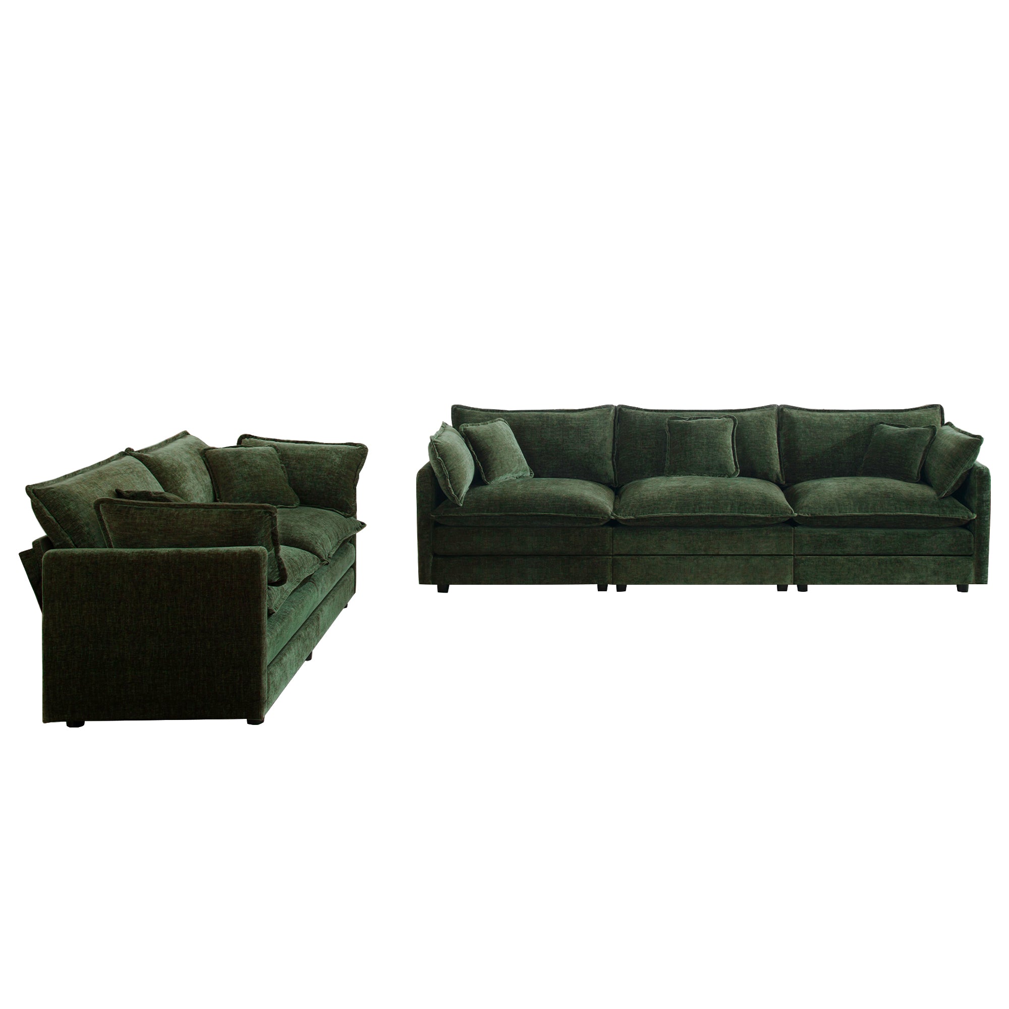 Fremont 2-Piece Modular Chenille Upholstered Sofa Set with Loveseat and 3-Seater Sofa