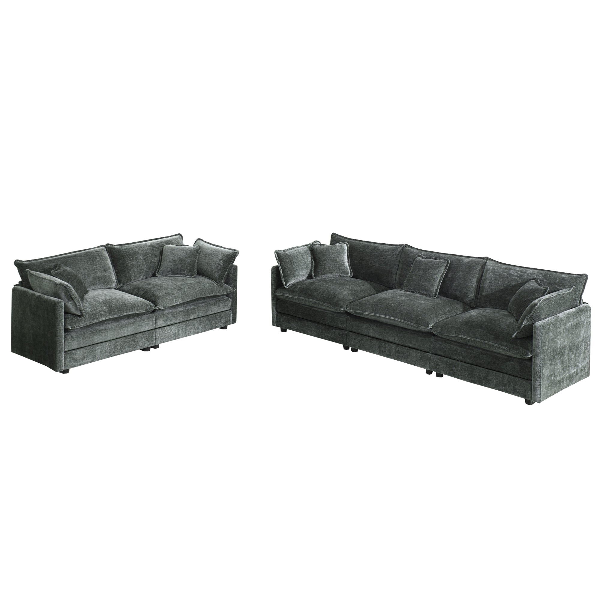 Fremont 2-Piece Modular Chenille Upholstered Sofa Set with Loveseat and 3-Seater Sofa