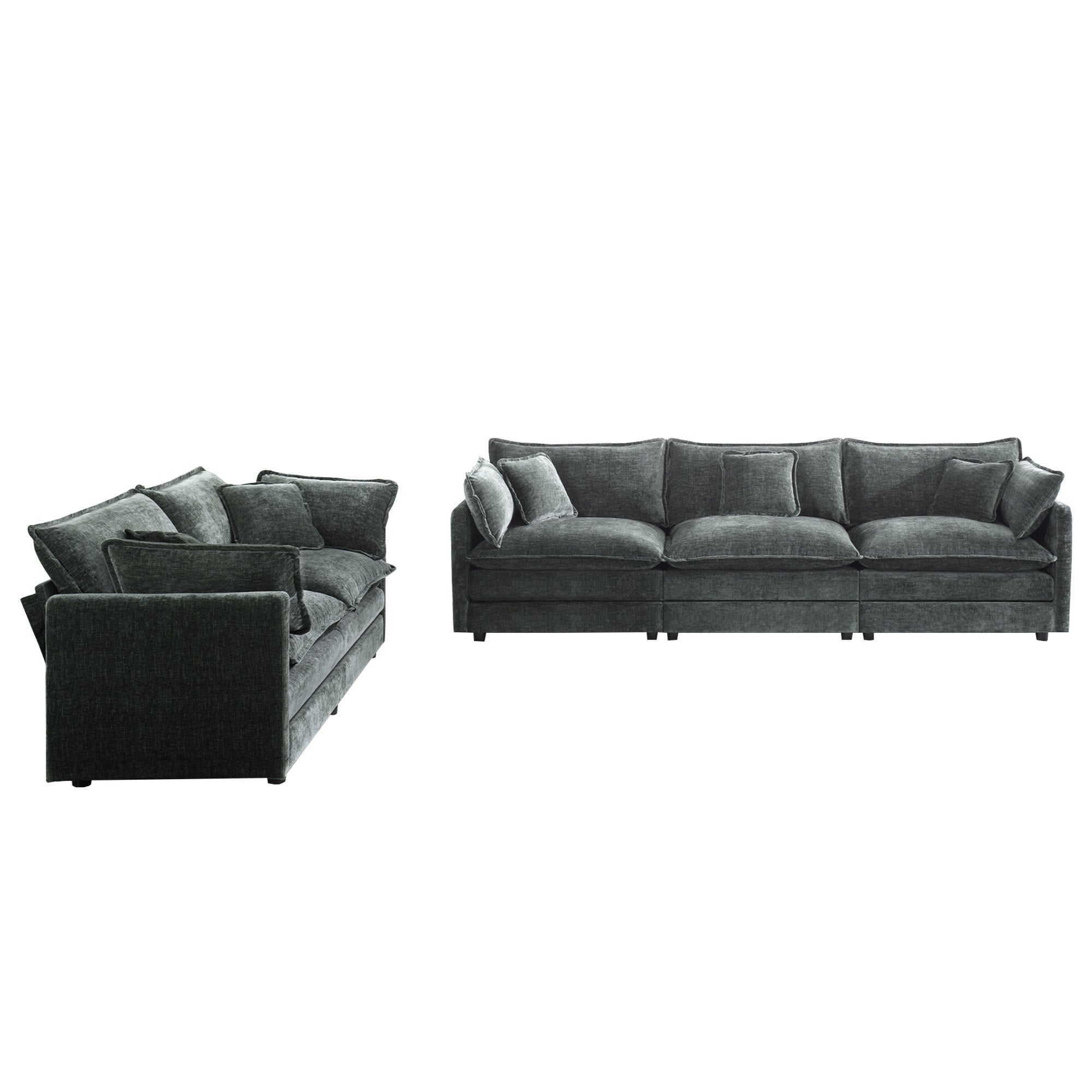 Fremont 2-Piece Modular Chenille Upholstered Sofa Set with Loveseat and 3-Seater Sofa