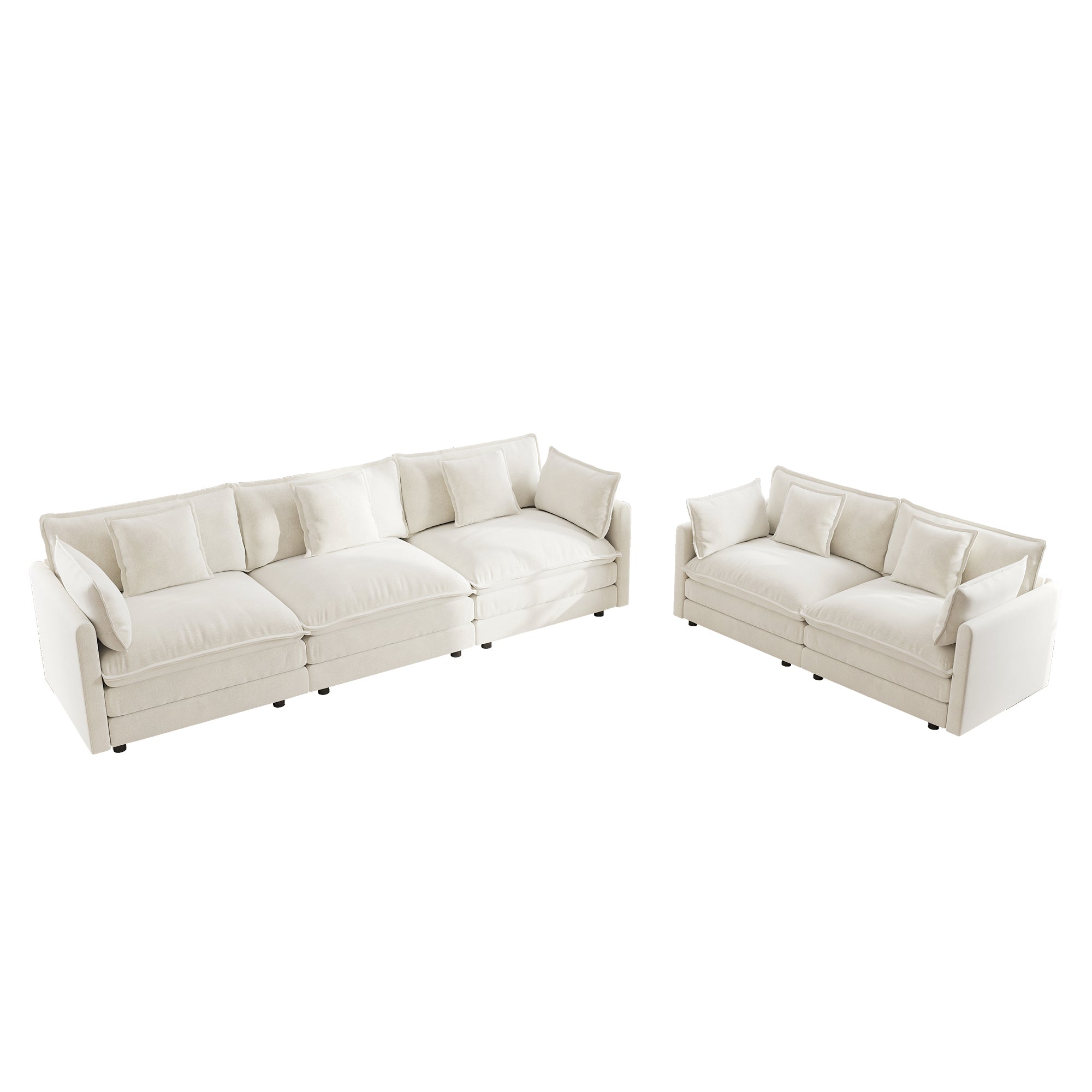Fremont 2-Piece Modular Chenille Upholstered Sofa Set with Loveseat and 3-Seater Sofa