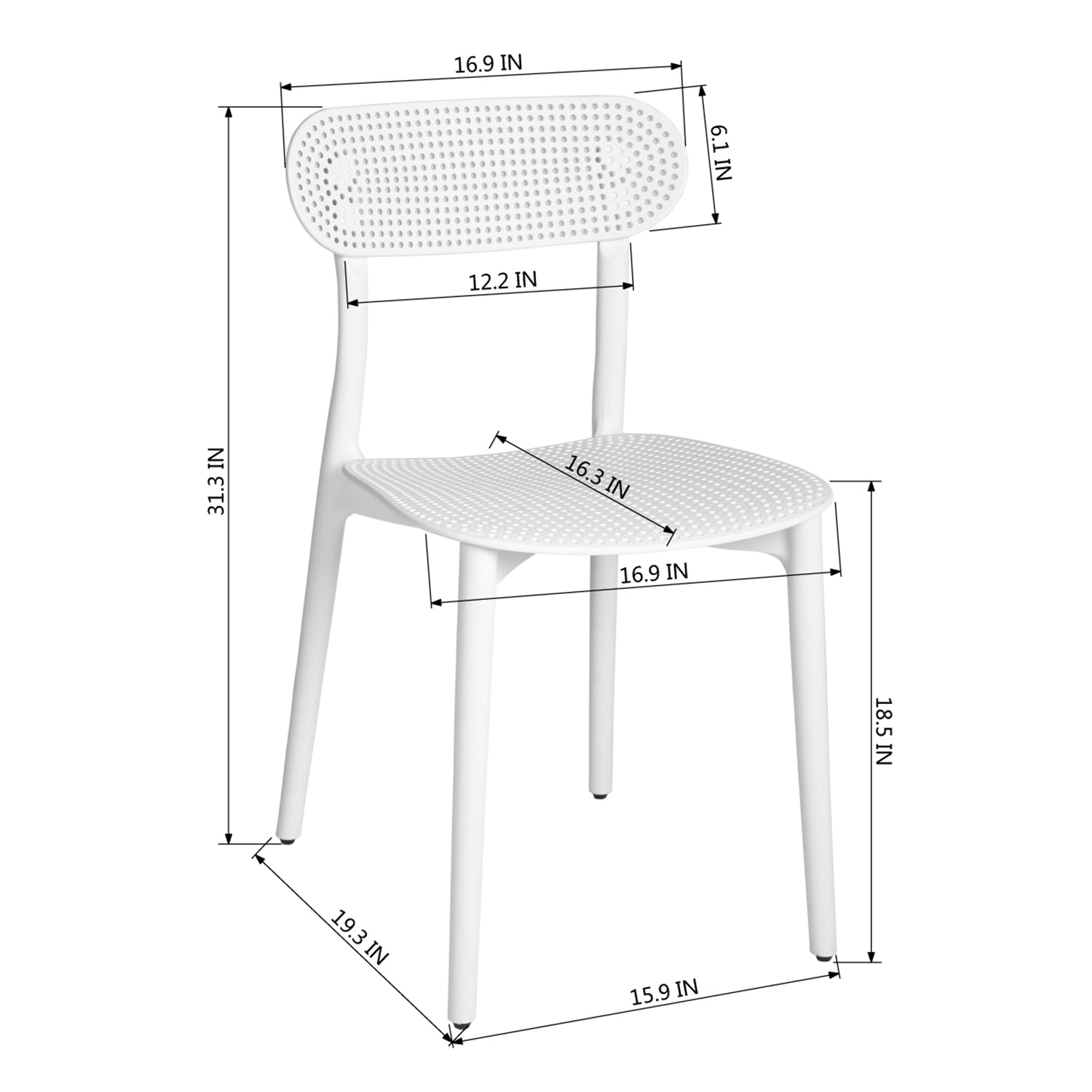 Homy Casa Clift 5PC Dining Table Set 31.5” White Round Table with 4 Gadgetbloke Dining Chairs