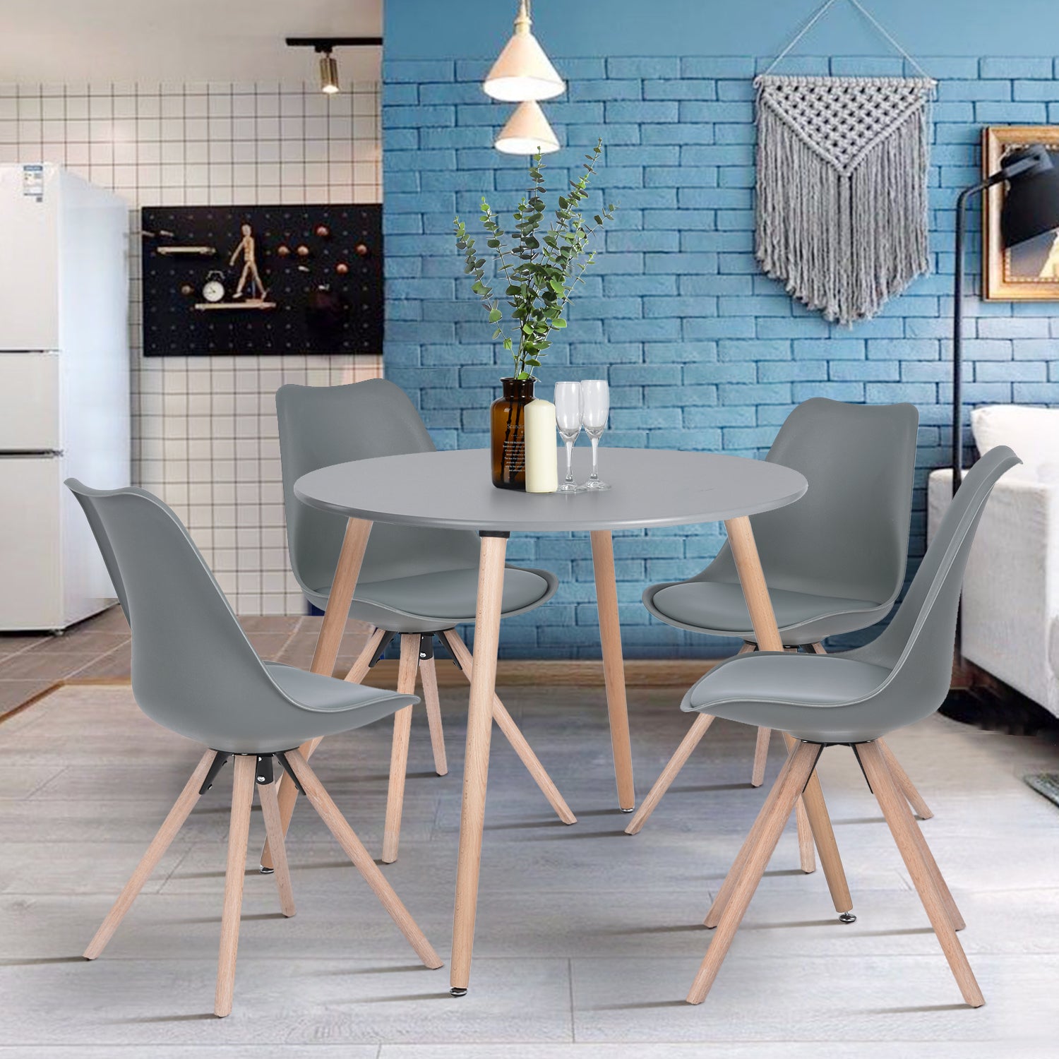 Homy Casa ROOKIE ROUND TOP GREY A 31.5" Dining Table for Home and Workspace Open Box
