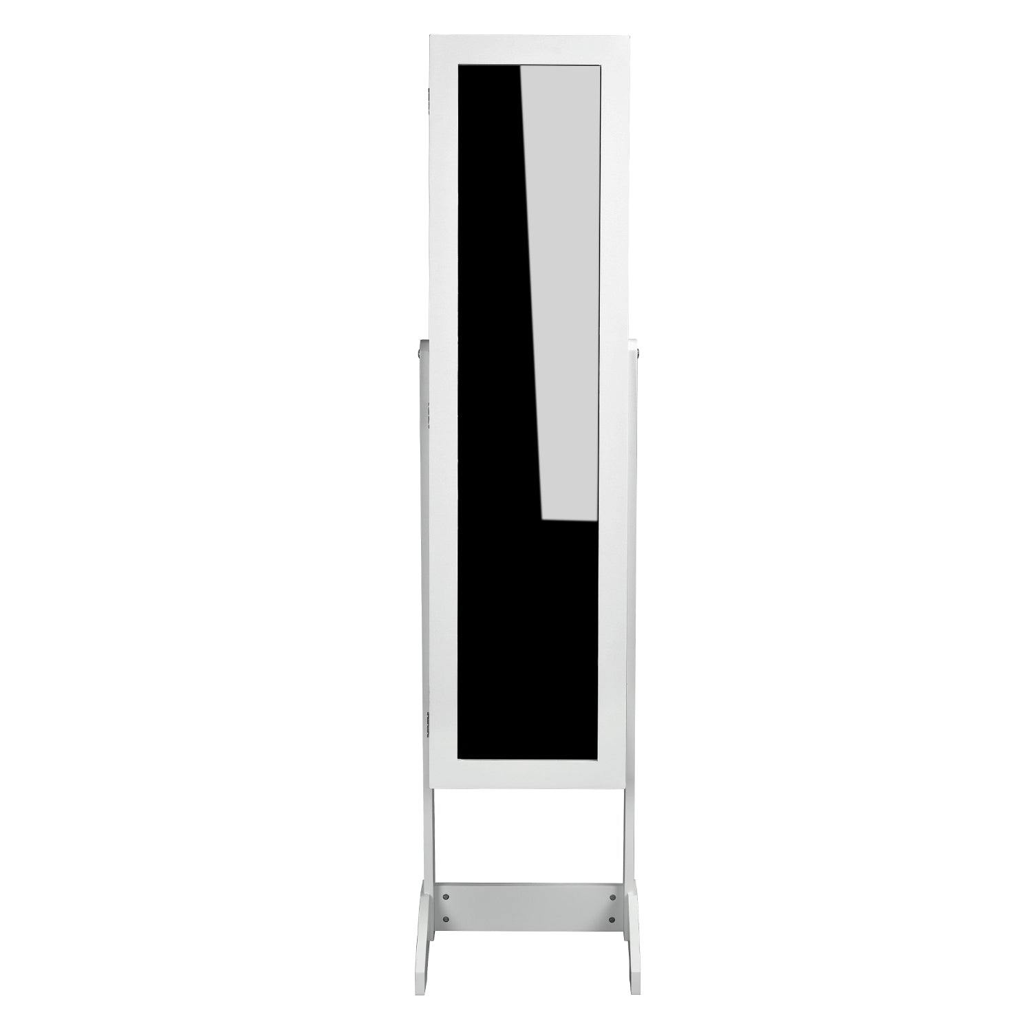 Homy Casa Godric Standing Jewelry Armoire with Full Length Mirror Lockable Jewelry Storage Cabinet White