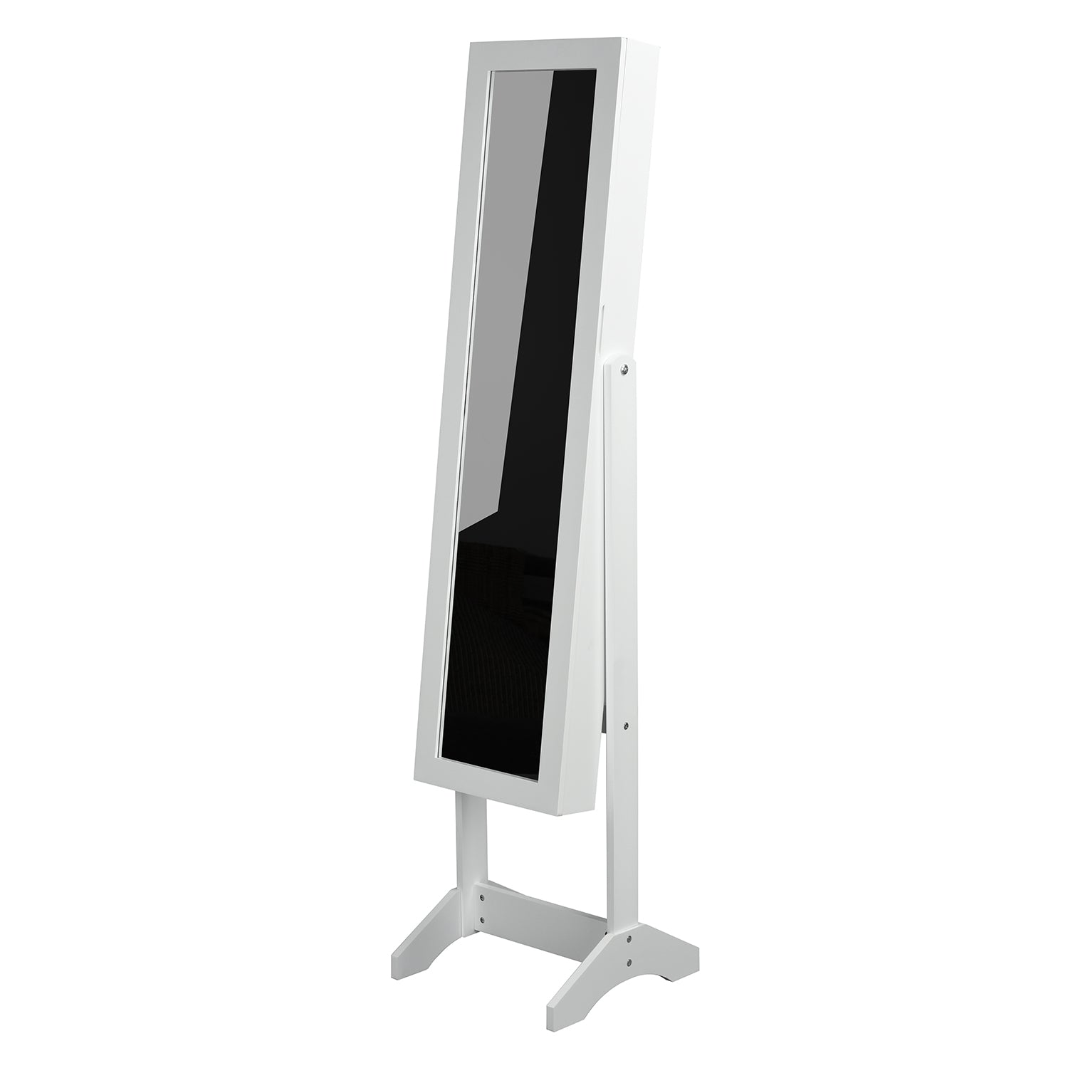 Homy Casa Godric Standing Jewelry Armoire with Full Length Mirror Lockable Jewelry Storage Cabinet White