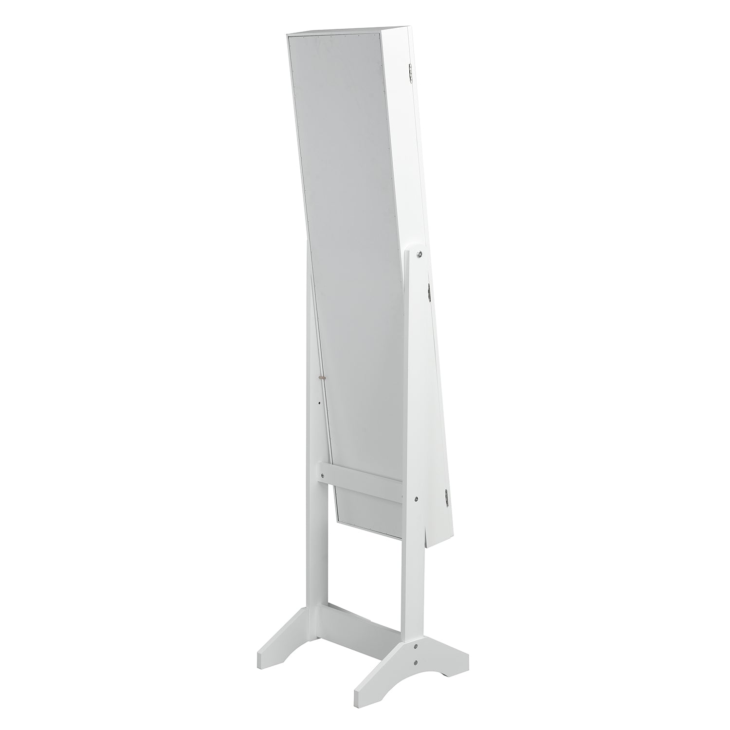 Homy Casa Godric Standing Jewelry Armoire with Full Length Mirror Lockable Jewelry Storage Cabinet White