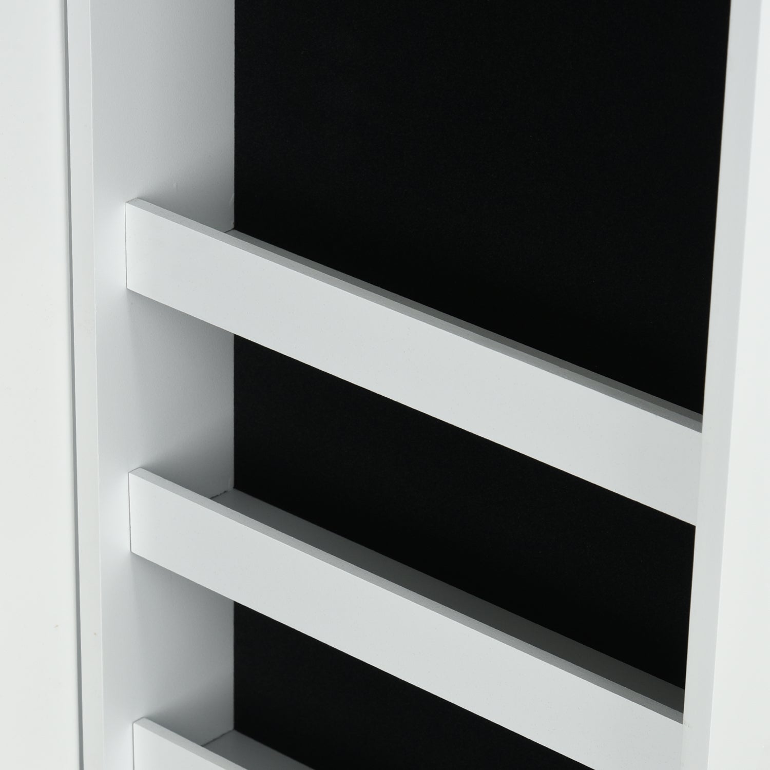 Homy Casa Godric Standing Jewelry Armoire with Full Length Mirror Lockable Jewelry Storage Cabinet White
