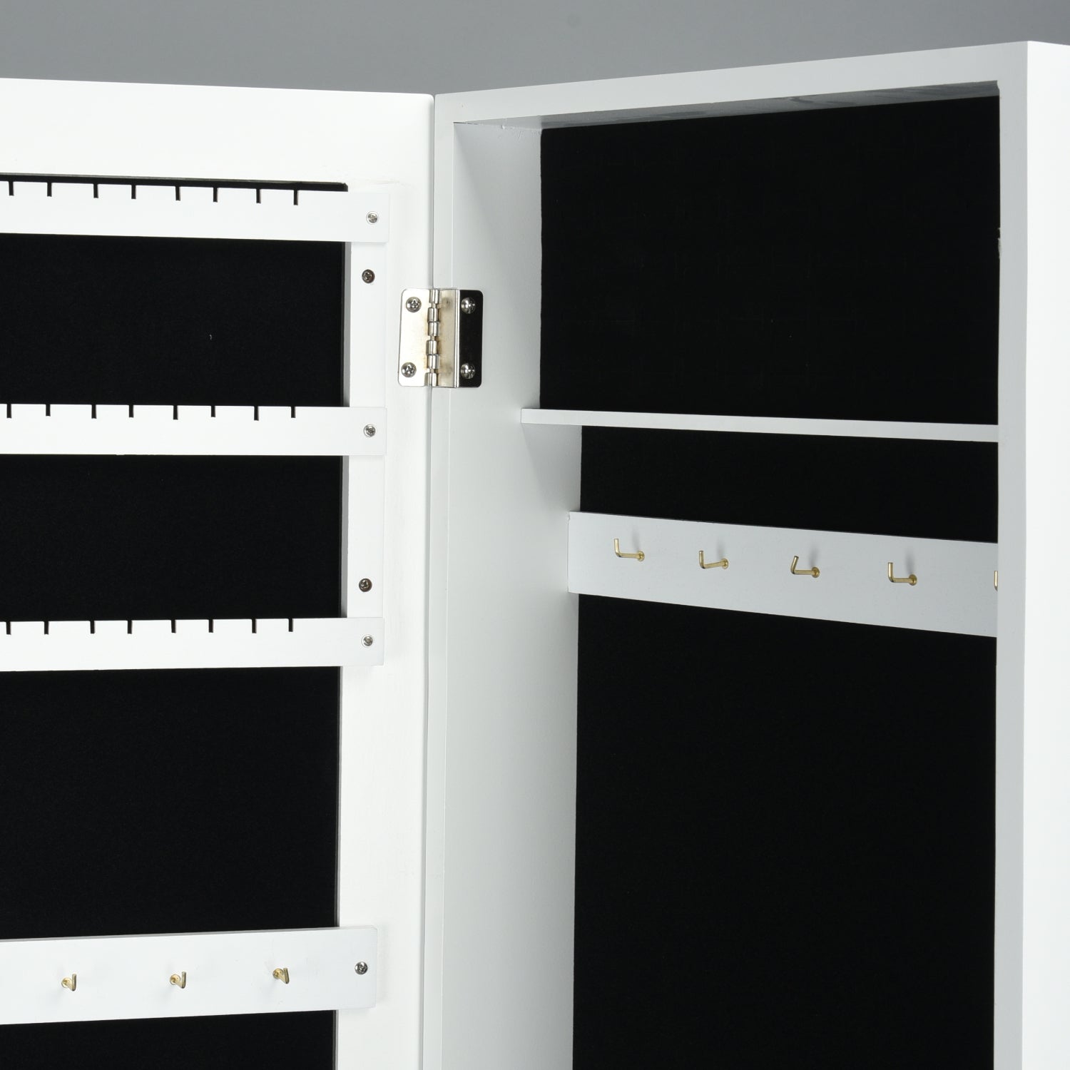 Homy Casa Godric Standing Jewelry Armoire with Full Length Mirror Lockable Jewelry Storage Cabinet White