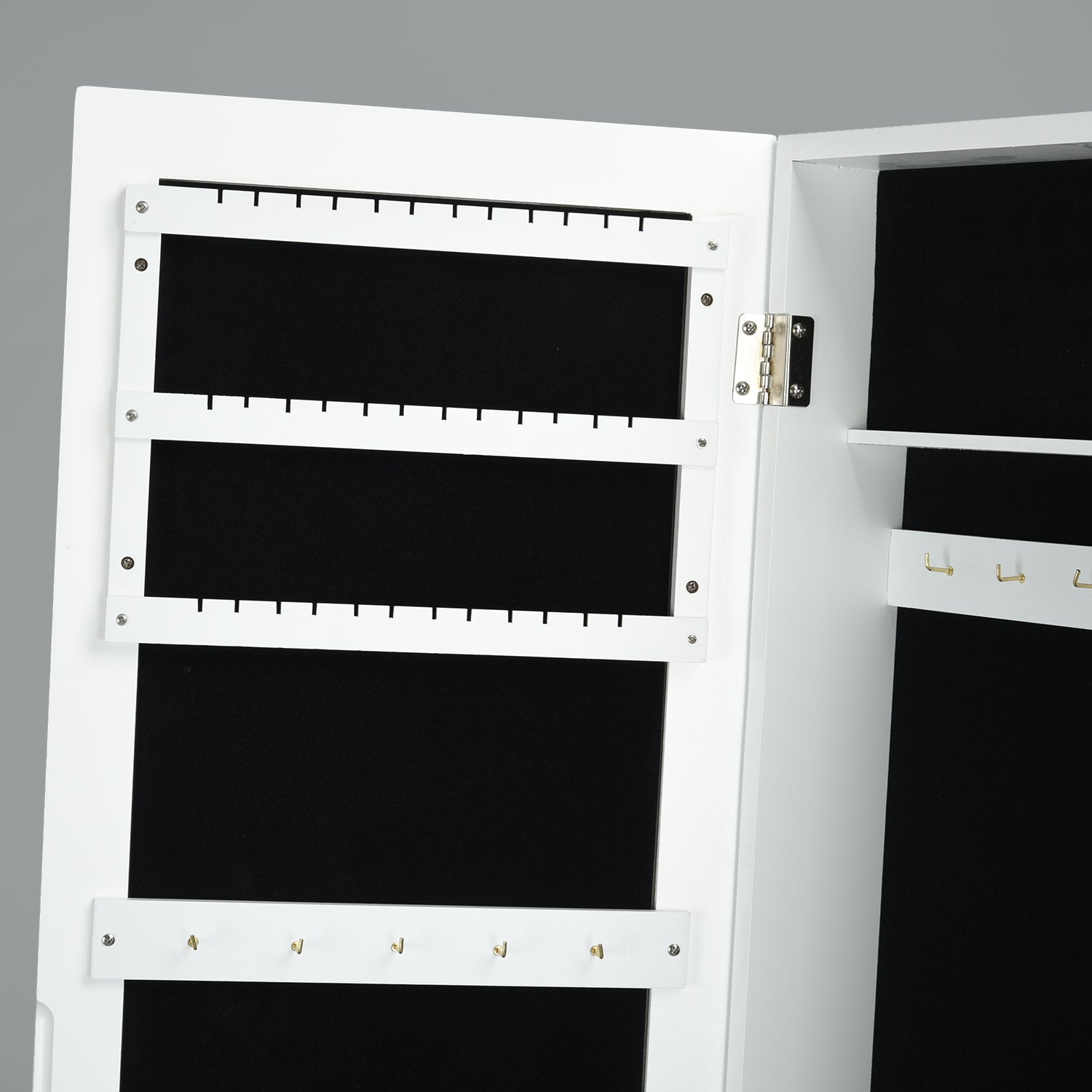 Homy Casa Godric Standing Jewelry Armoire with Full Length Mirror Lockable Jewelry Storage Cabinet White