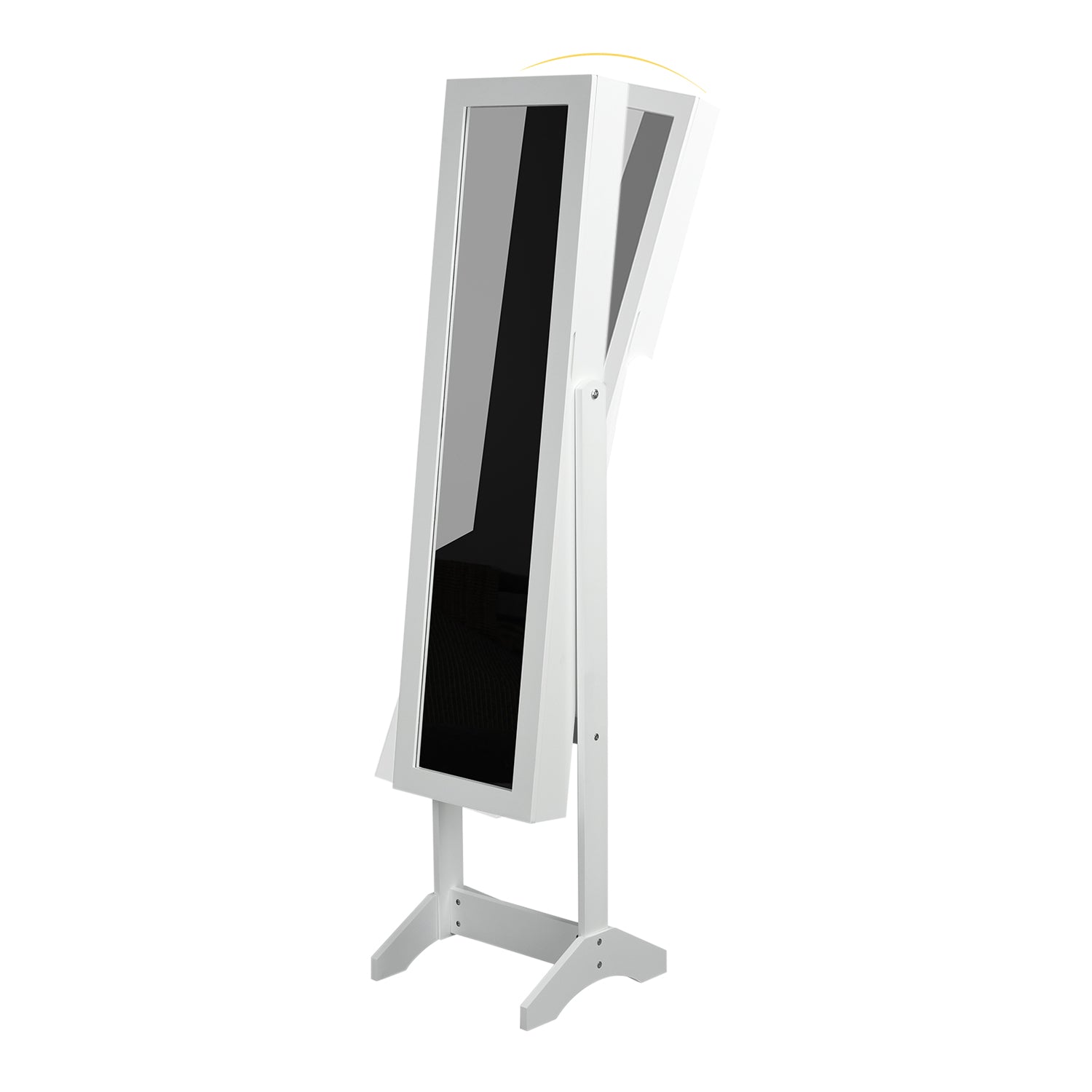 Homy Casa Godric Standing Jewelry Armoire with Full Length Mirror Lockable Jewelry Storage Cabinet White