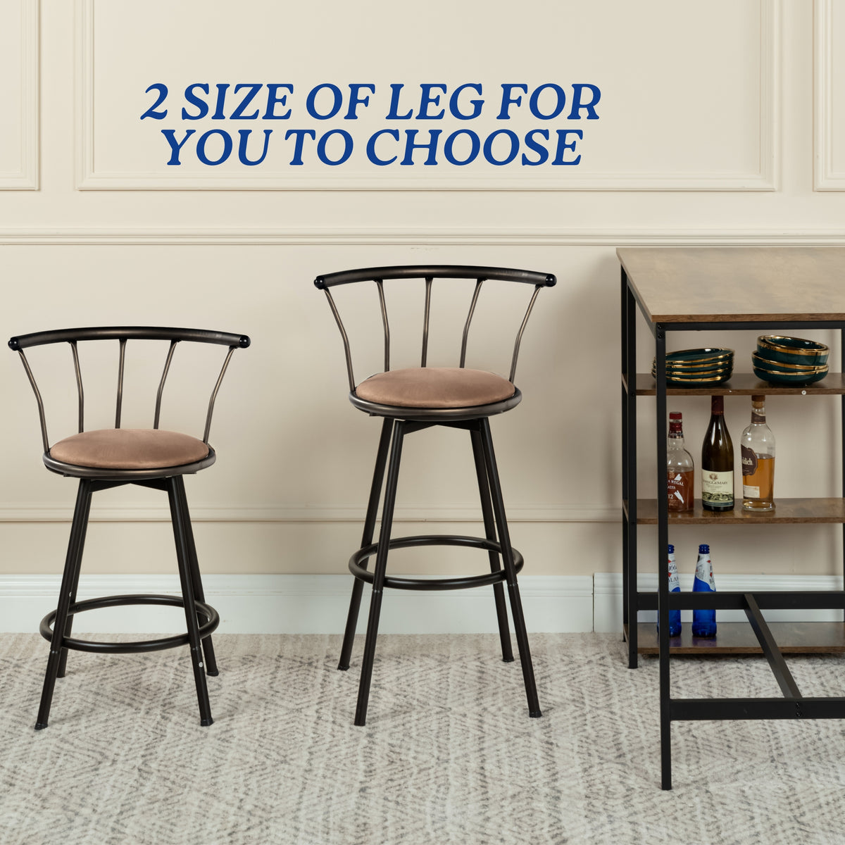 Homy Casa GRADY Barstool "24/29 Inch" Modern Bar Seating