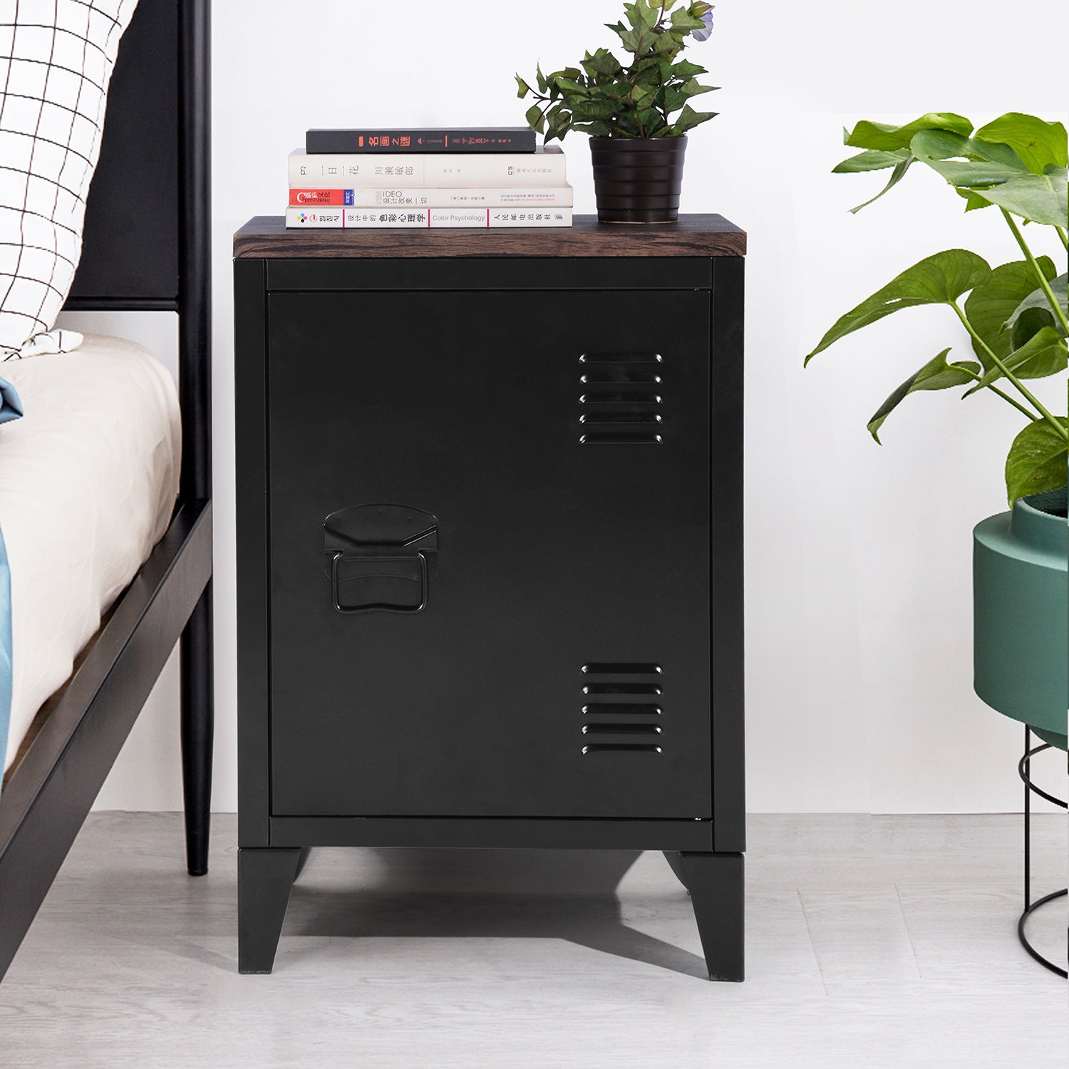 Homy Casa GRAVES BLACK MDFT A Media Storage Cabinet Open Box