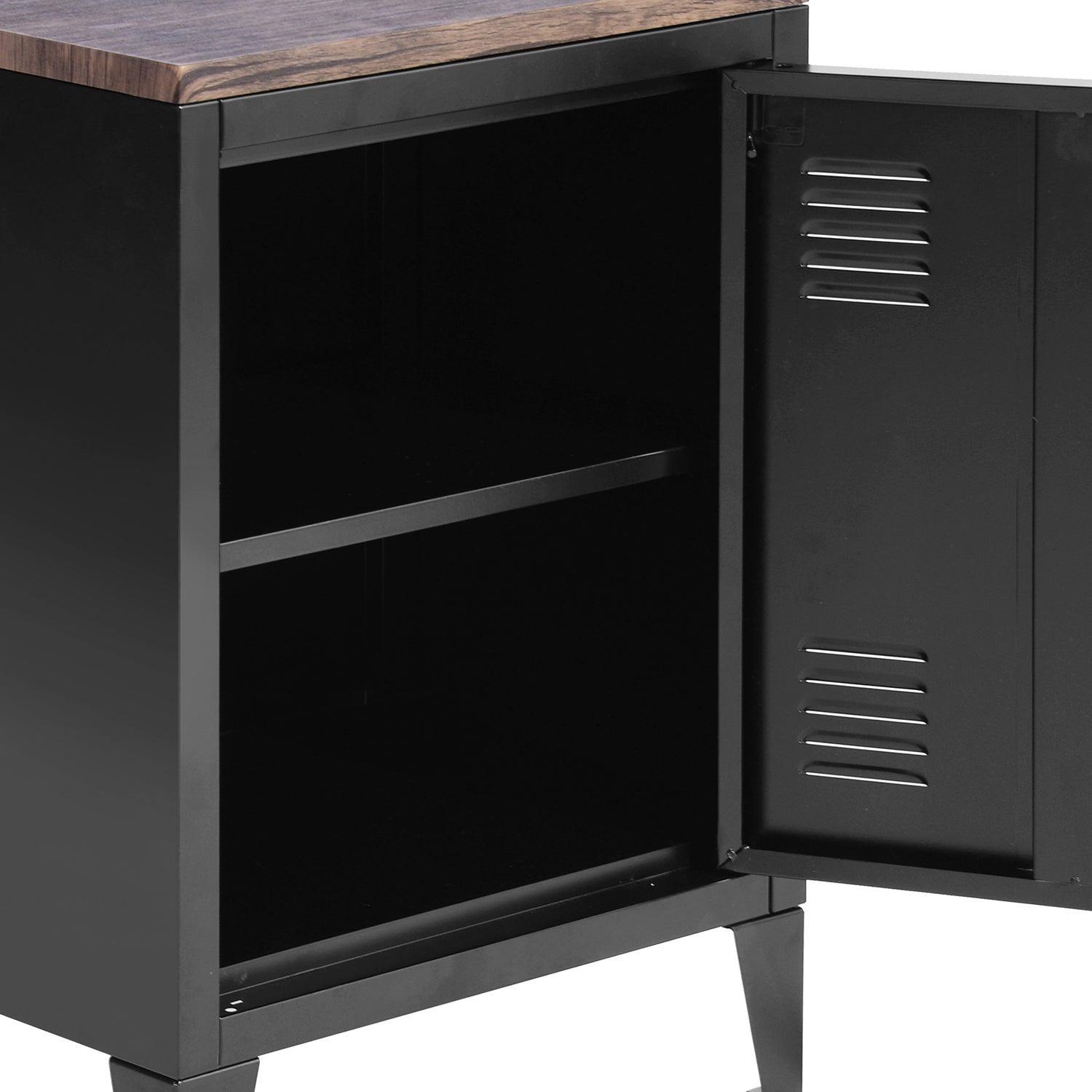 Homy Casa GRAVES BLACK MDFT A Media Storage Cabinet Open Box