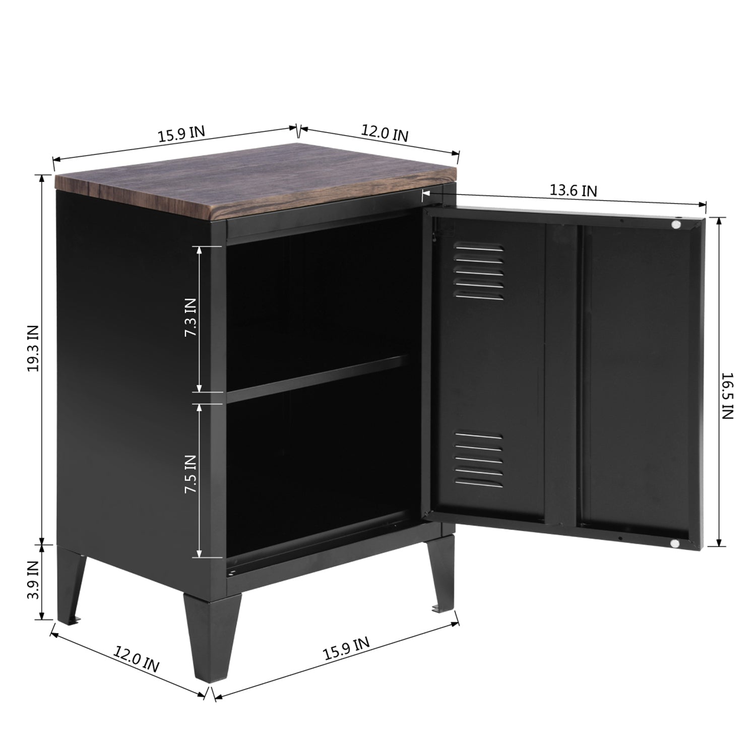 Homy Casa GRAVES BLACK MDFT A Media Storage Cabinet Open Box