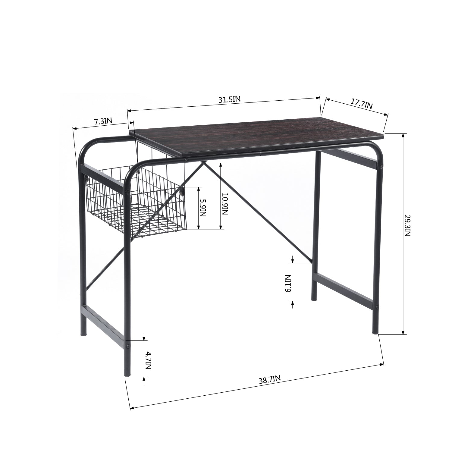 Homy Casa HABIBI DESK A 39.4" W x 17.7" D x 28.4" H Modern Office Desk