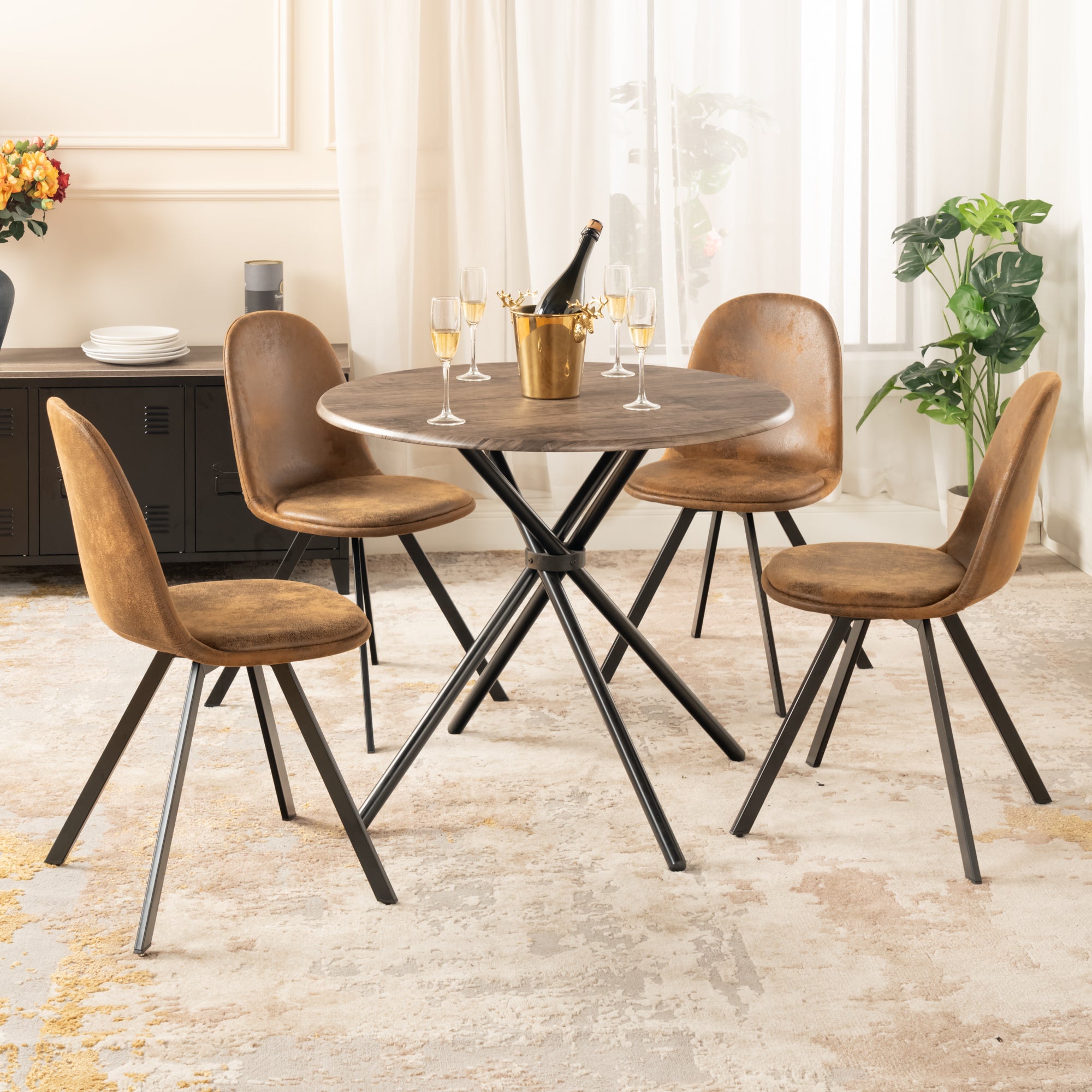 Hare 31.5” Tripod Accent Table with Wooden Top & Metal Legs